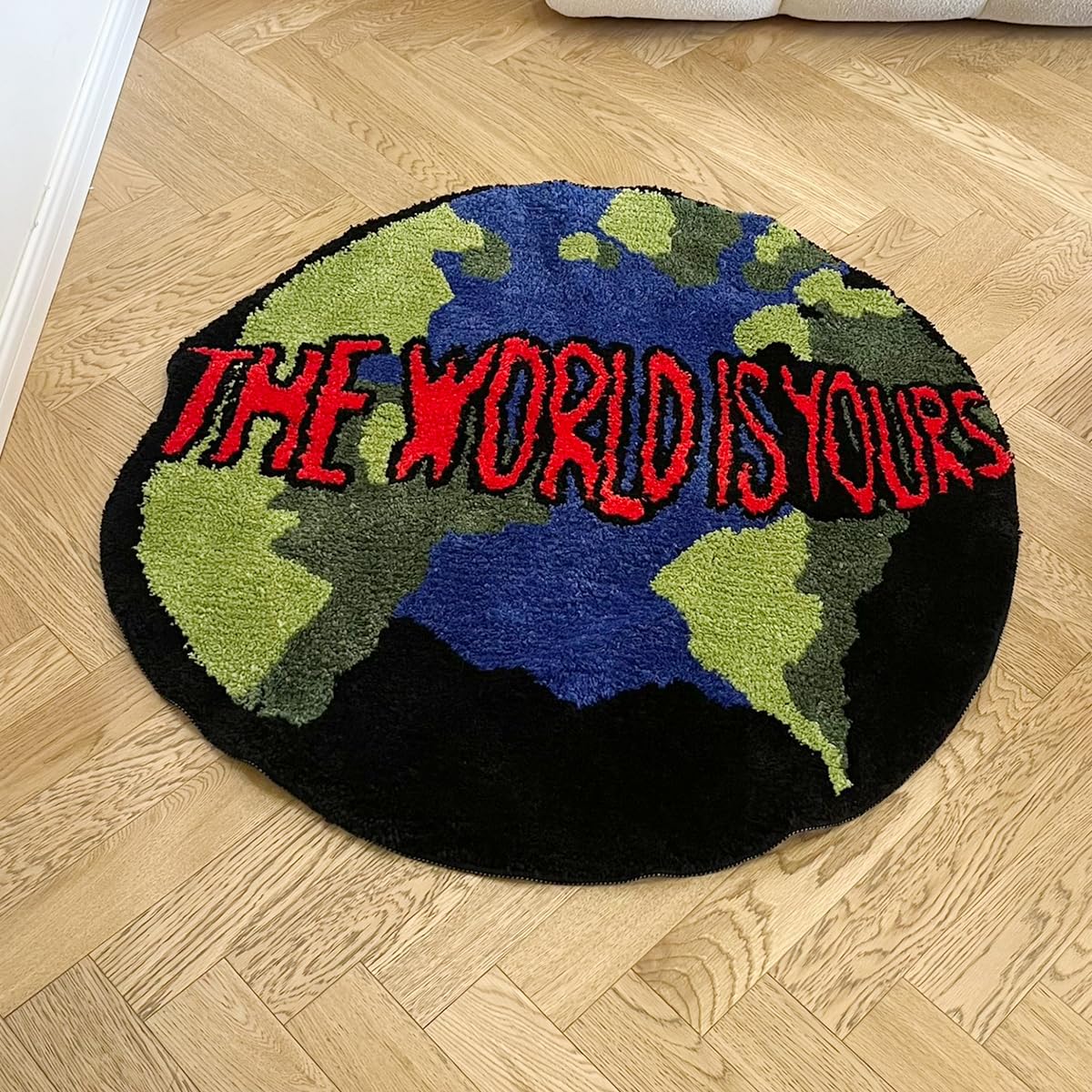 LAKEA Earth Round Mat Bathroom Mat Anti-Slip Soft Cushion Pad Bedside Carpet Rug Floor Bedroom Doormat Aesthetic Home Room Decor (35.4X35.4 inch)