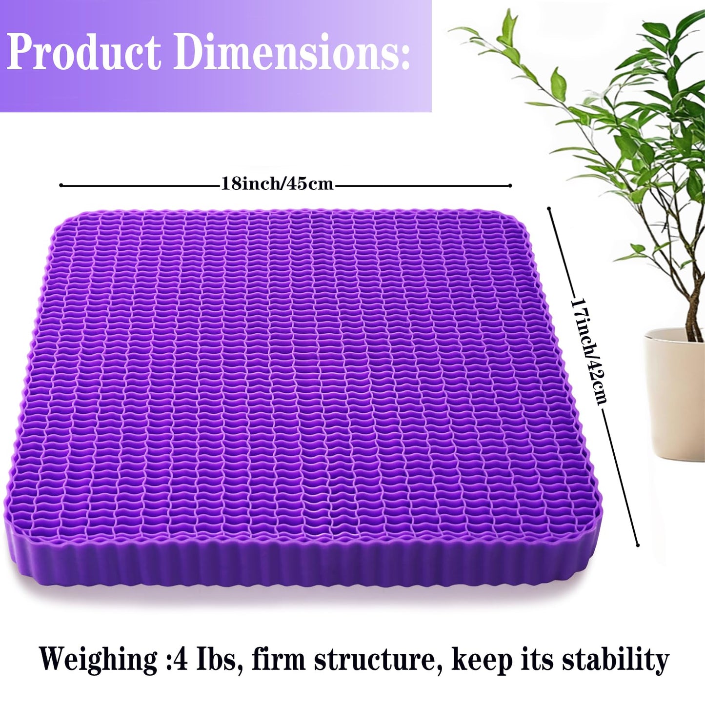Innovative Gel Seat Cushion for Long Sitting, Breathable Grid Seat Cushion, Soft Cooling Support Chair Cushion for Office Chair, Wheelchair, Car, Gel Cushion for Back, Sciatica,Tailbone Pain Relief.