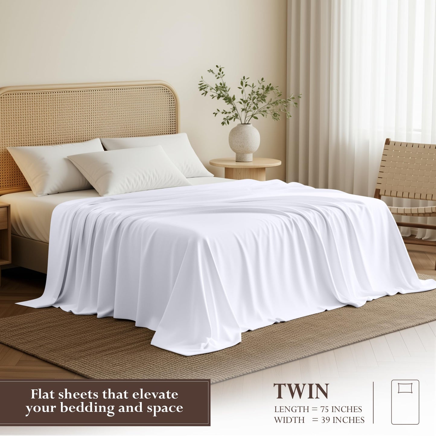 Utopia Bedding Flat Sheets - Pack of 6 - Soft Brushed Microfiber Fabric - Shrinkage & Fade Resistant Top Sheets - Easy Care (Twin, White)