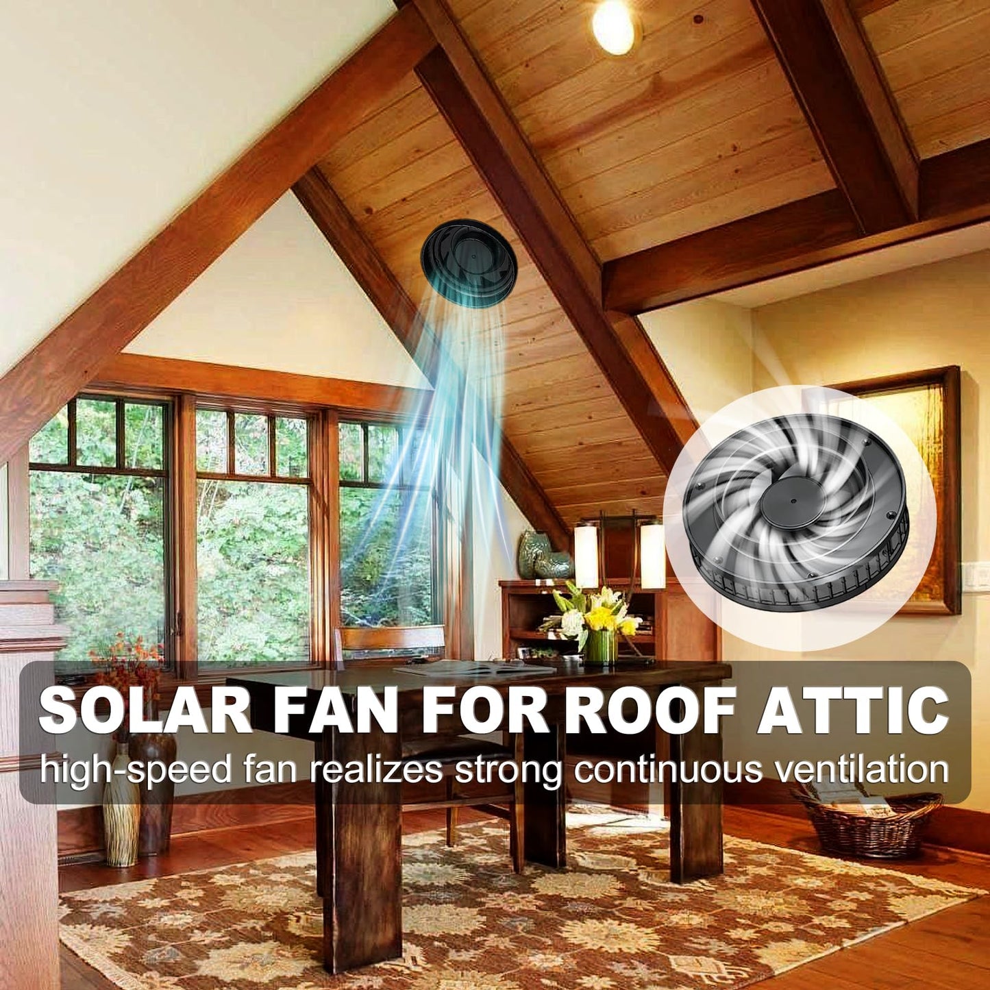 Solar Exhaust Fan with 20W Solar Panel, 12V DC Powered Ventilation Fan, 3.6W, 430 CFM Airflow, 2500 RPM, for Shed, Chicken Coop, Attic, Roof Vent