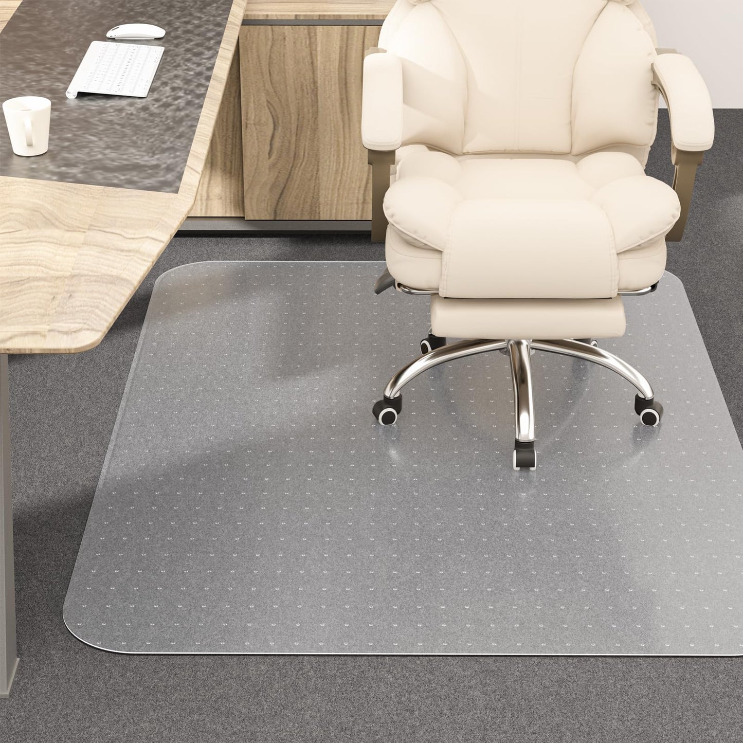 MESHDO Office Chair Mat for Carpet, 48" X 60" X 0.09" Desk Chair Mat for Carpet Floors, Clear and Thick Rolling Computer Chair Mats with Non-Slip Studded for Home and Office Low Pile Carpets