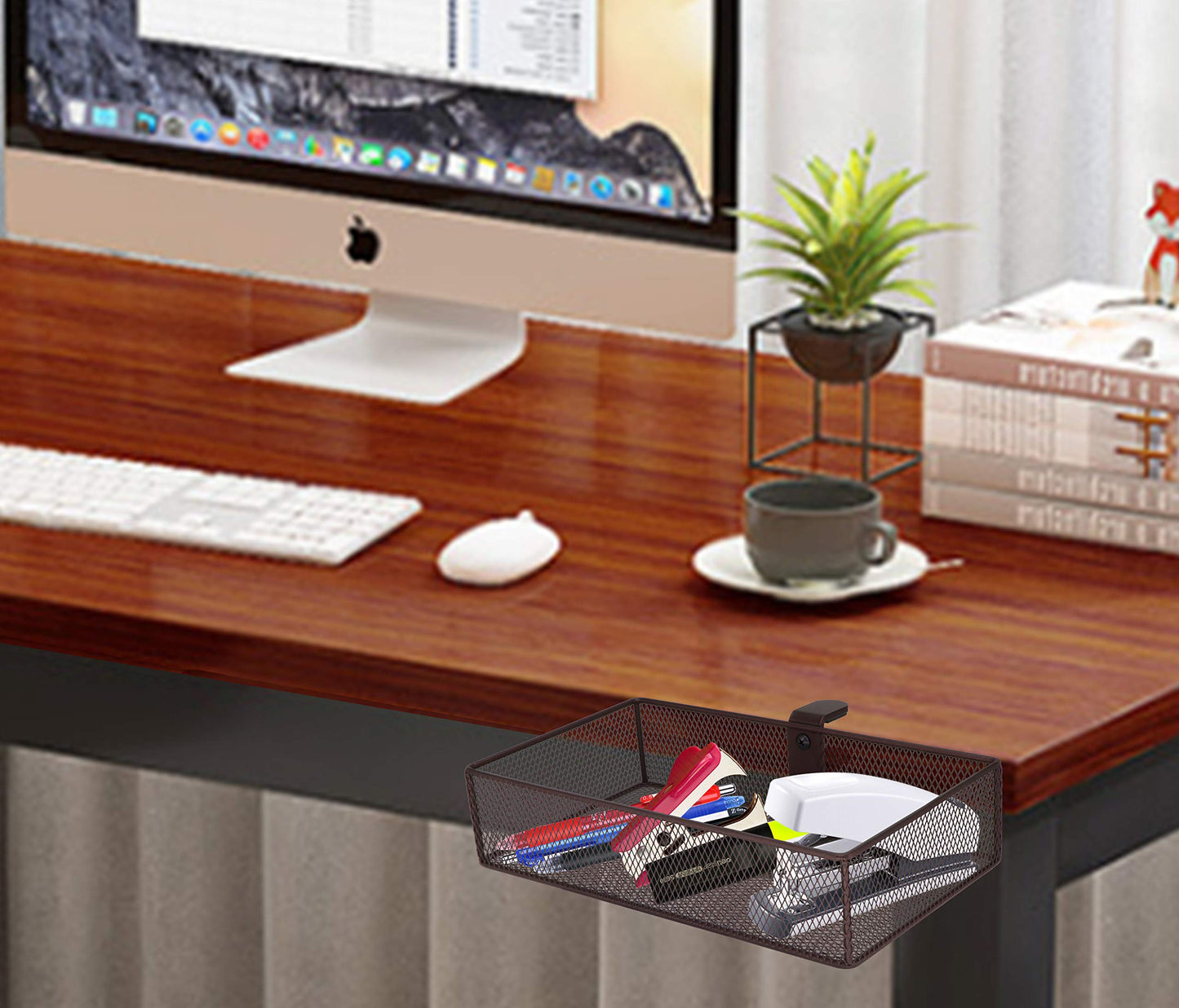 Aurynns Clip-on Drawer organizers (2 pack), desk organizer, can be clipped around the table to store small items (Bronze Gold)