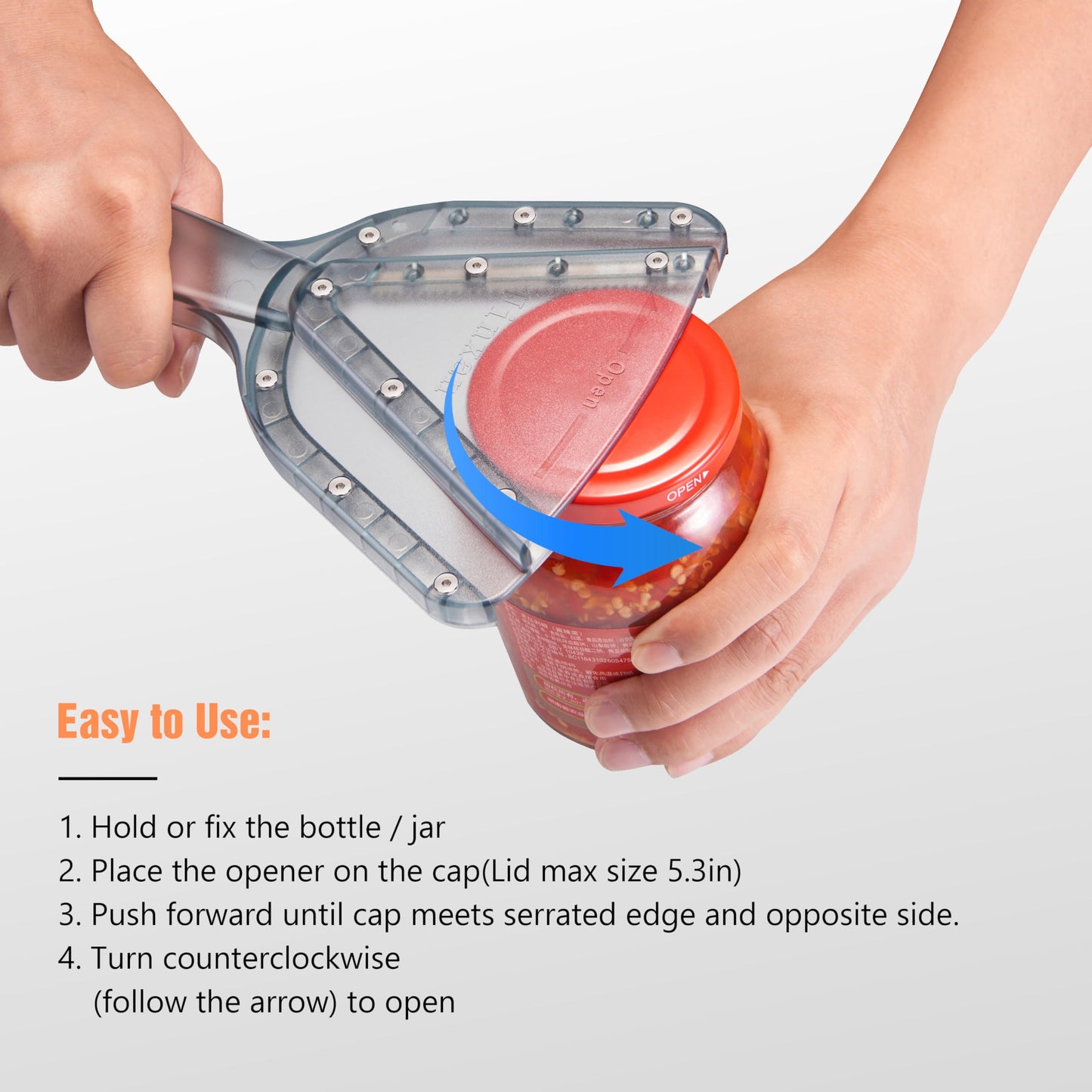 Uinxan Jar Opener for Weak Hands & Seniors with Arthritis – Effortlessly Opens Screw Lids & Bottle Caps, Manual Handheld, 304 Stainless Steel, Patented Kitchen Gadget (Black)