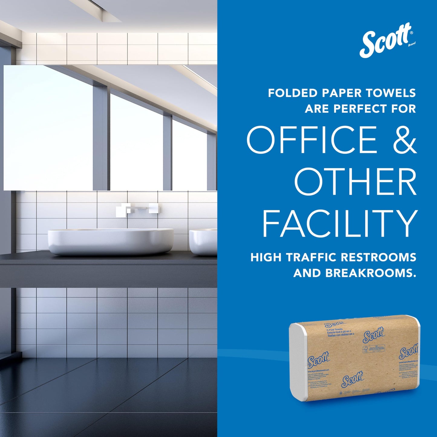 Scott Professional Essential C-Fold Folded Paper Towels, Bulk (01510), Fast-Drying Absorbency Pockets, 13.15"x10.125" Towel, White (200 Sheets/Pack, 12 Packs/Case, 2,400 Sheet Total)