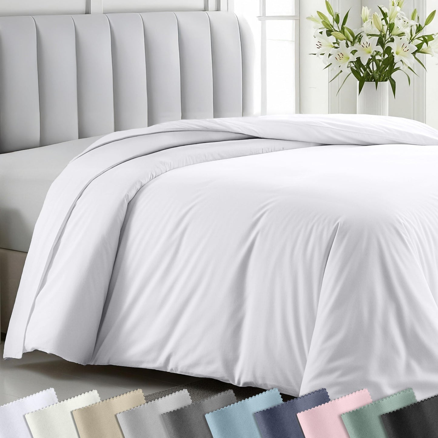 California Design Den Twin XL/Twin Duvet Cover Only - Winner Good Housekeeping Best Bedding Awards 2025, Premium 400 Thread Count Sateen, 100% Cotton Duvet Cover, Button Closure & Corner Ties - White