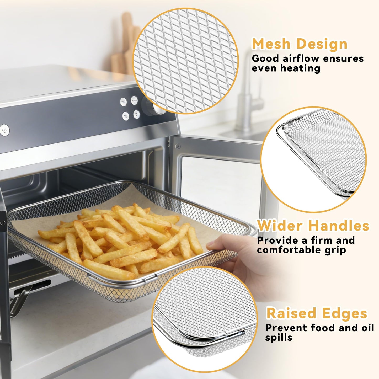 Air Fryer Accessories Compatible with Ninja French Door Premier Air Fryer, Air Fryer Basket with 4PCS Oven Liners, 100 PCS Parchment Papers for Ninja Air Fryer Convection Oven FO101