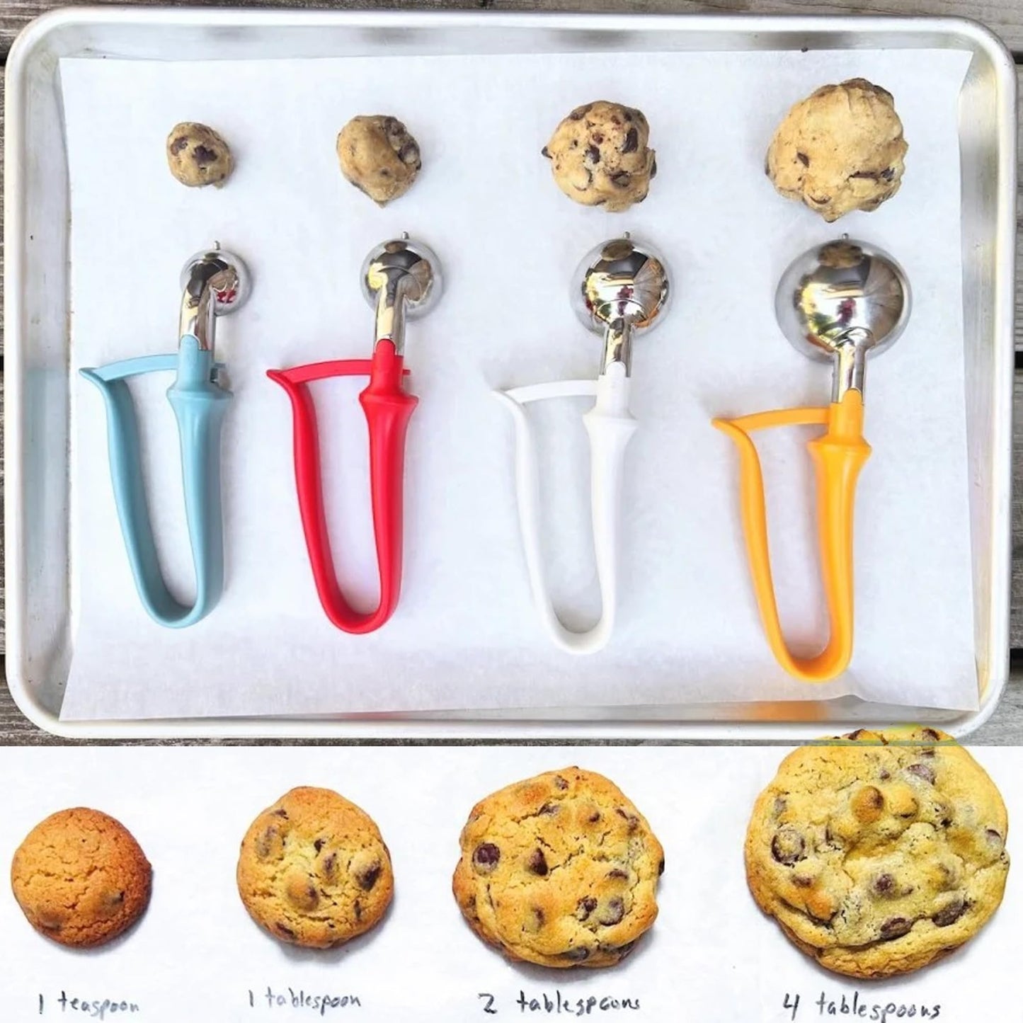 King Arthur Baking Company 4-Tablespoon Cookie Scoop Dough Portions for Jumbo Cookies, Scones, Muffins, and Cupcakes