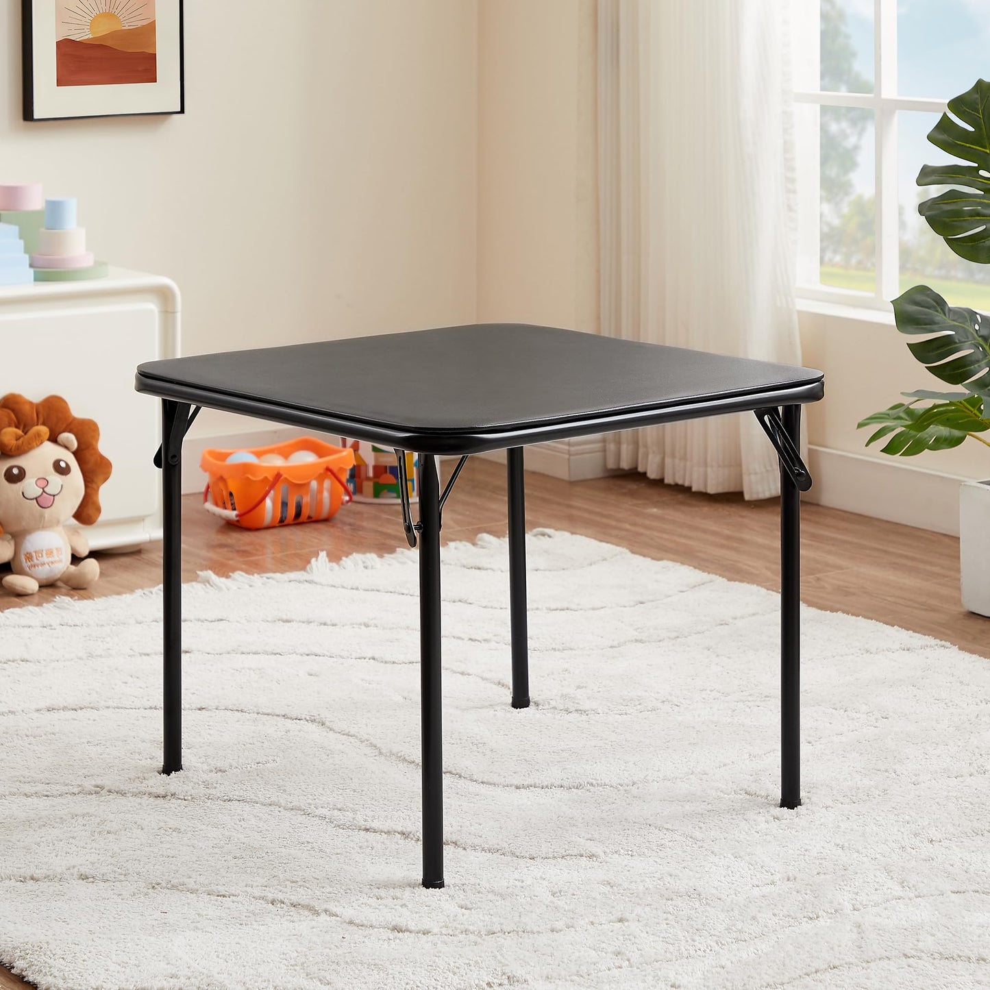VECELO 24'' Kids Folding Activity Card Table, with Soft Padded Tabletop, 1 Piece, Matte Black