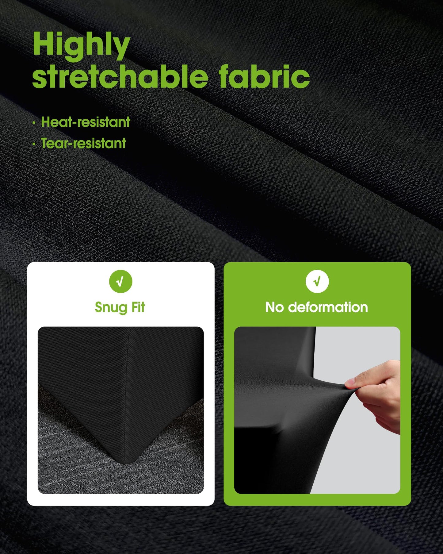 Pureegg Spandex Tablecloth 6ft - 8 Pack, Fitted and Tight Cloth for Rectangle Table, Wrinkle-Free and Stretch Table Cover for Party, Wedding, Banquet and Birthday, Black