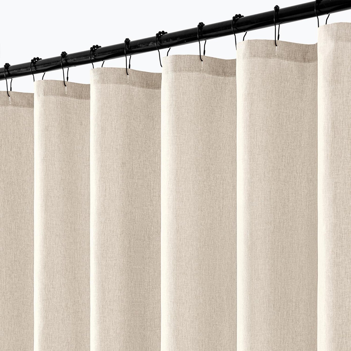 ANRODUO Extra Long Shower Curtain, 108 Inch Long Heavy Duty Boho Farmhouse Fabric Shower Curtain Set with 12 Metal Hooks, Waterproof Decor Machine Washable for Bathroom Bathtub, 72 x 108, Cream