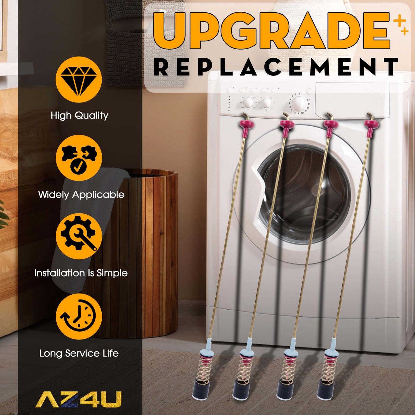 4 Washer Suspension Rod Damper Replaces For Samsung WA45M7050AW/A4 WA5451ANW/XAA WA45N3050AW/A4 WA45T3200AW WA45T3400AV WA45T3400AW WA50R5200AW/US WA50R5400AV/US WA50T5300AC WA50R5400AW WA456DRHDSU/AA