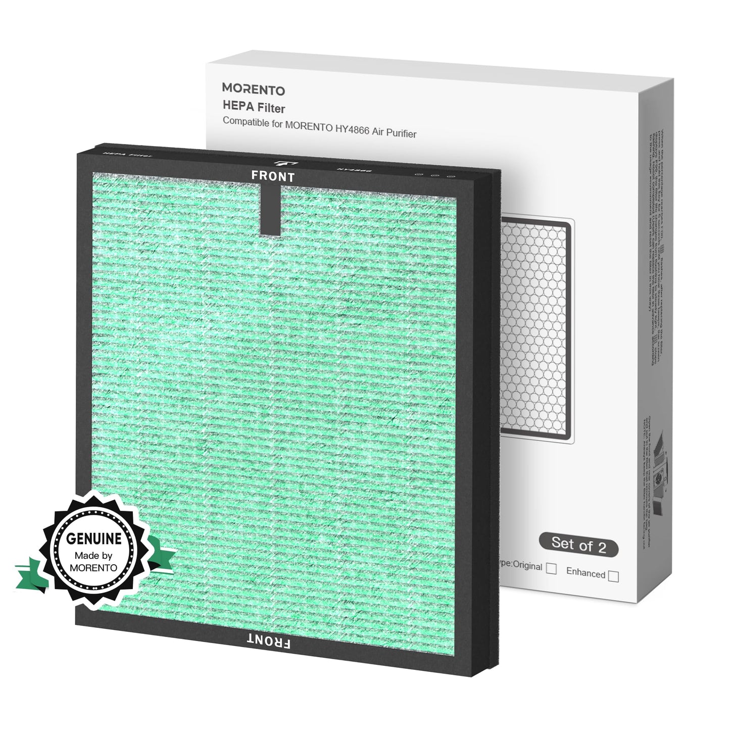MORENTO 2 Pack HY4866 Genuine Air Purifier Replacement Filter for HY4866 Air Purifier, Pet Dander Version