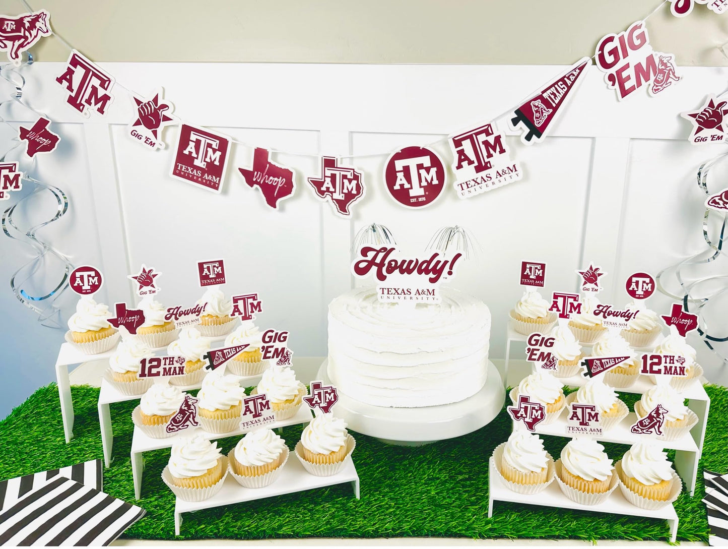 Texas A&M Party Supplies for TAMU Football, Birthday Gift, Graduation Party Banner and Cake Toppers (42 Pieces)(Texas A&M Aggies)