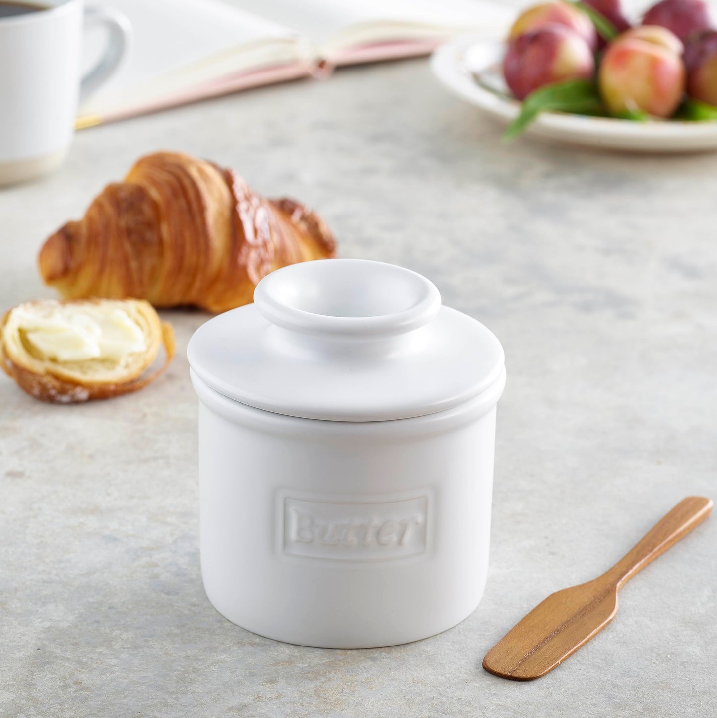 Butter Bell - The Original Butter Bell crock by L Tremain, a Countertop French Ceramic Butter Dish Keeper for Spreadable Butter, Café Matte Collection, White Matte