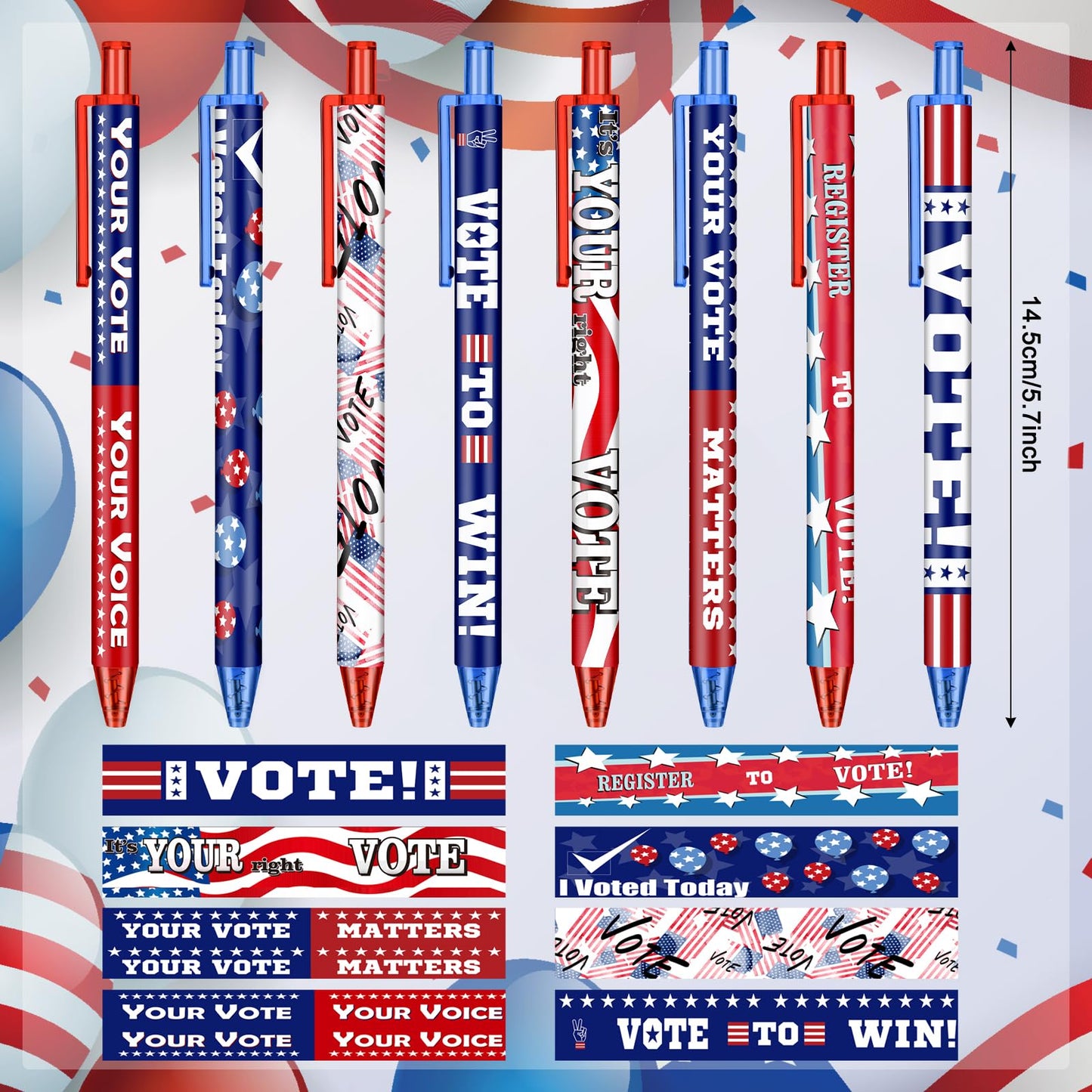 Leinuosen 120 Pieces Vote Pens Bulk 250 Anniversary USA American Flag Ballpoint Pens Your Vote Matters Gifts Campaign Items for Writing and Signing, Home School Office Election Supplies