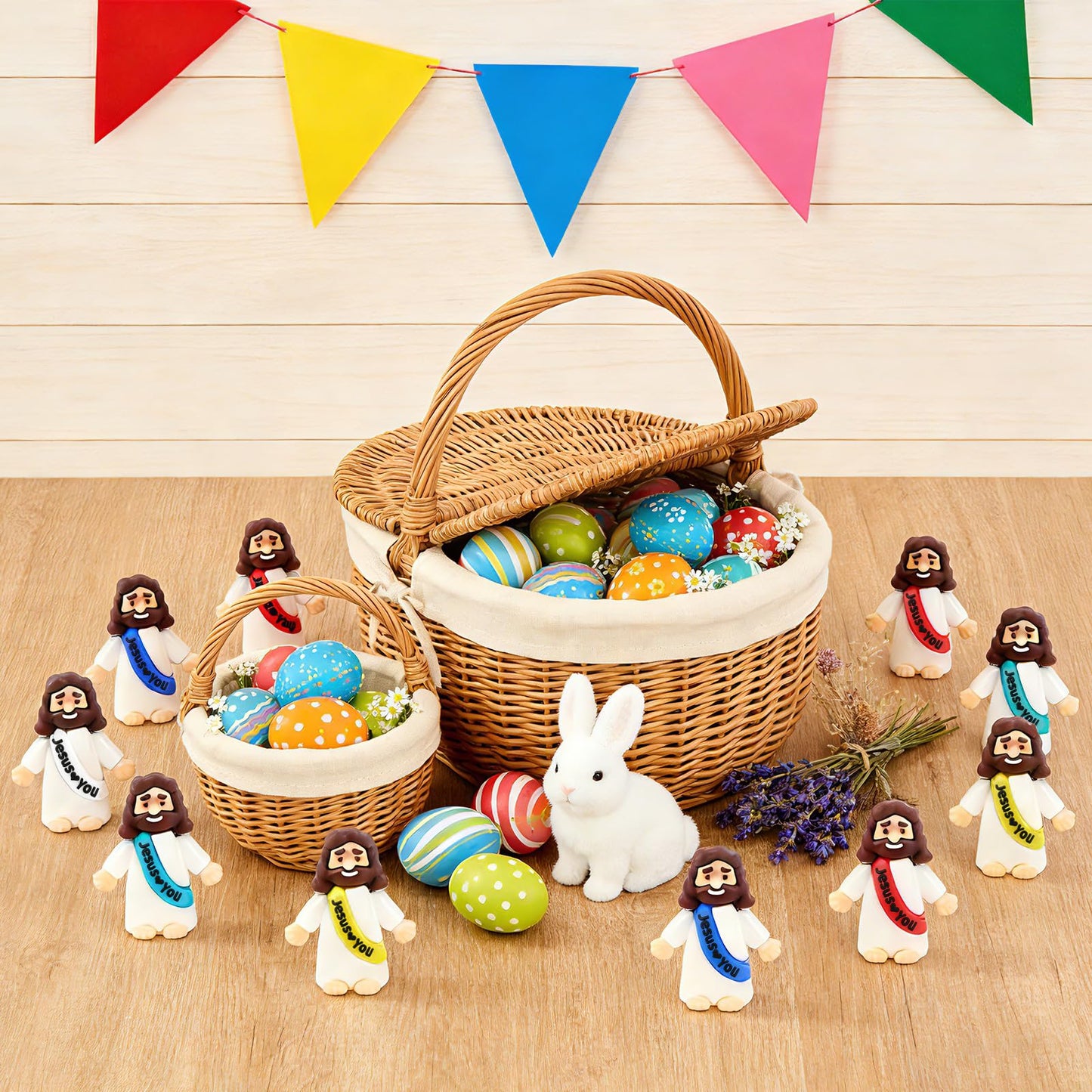 HSDJLXZ 350 Pieces Little Jesus Statue Bulk Pocket Jesus Love You Jesus Minifigure Church Christmas Party Gift Baptism Gift
