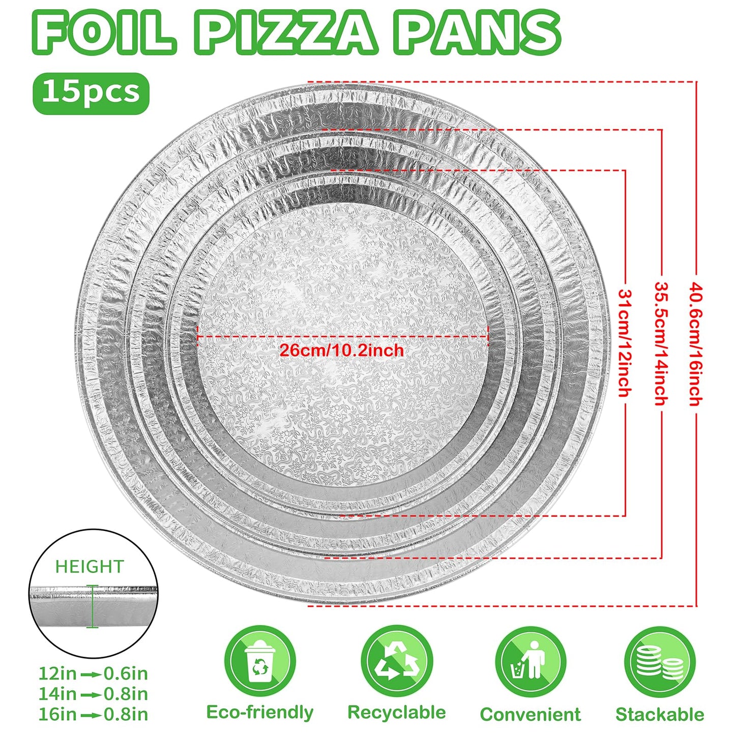 Roponan 15 Pack Serving Platters 16”, Large Disposable Aluminium Foil Serving Trays for Parties, Silver Embossed Foil Serving Dishes/Plates for Vegetable, Fruit, Slices of Cake, Cookies