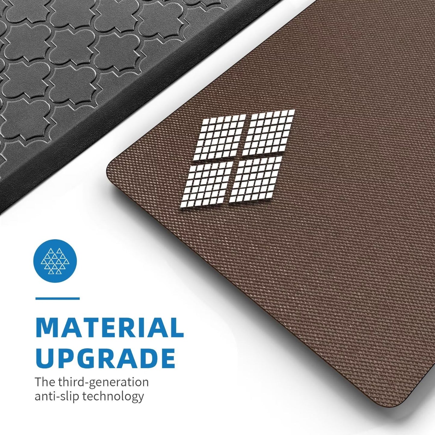 StepAura Kitchen Mats for Floor 2 Piece - Anti Fatigue Mats for Kitchen Floor - Non Slip Cushioned Rugs for Standing, Office, Sink, Laundry, Black