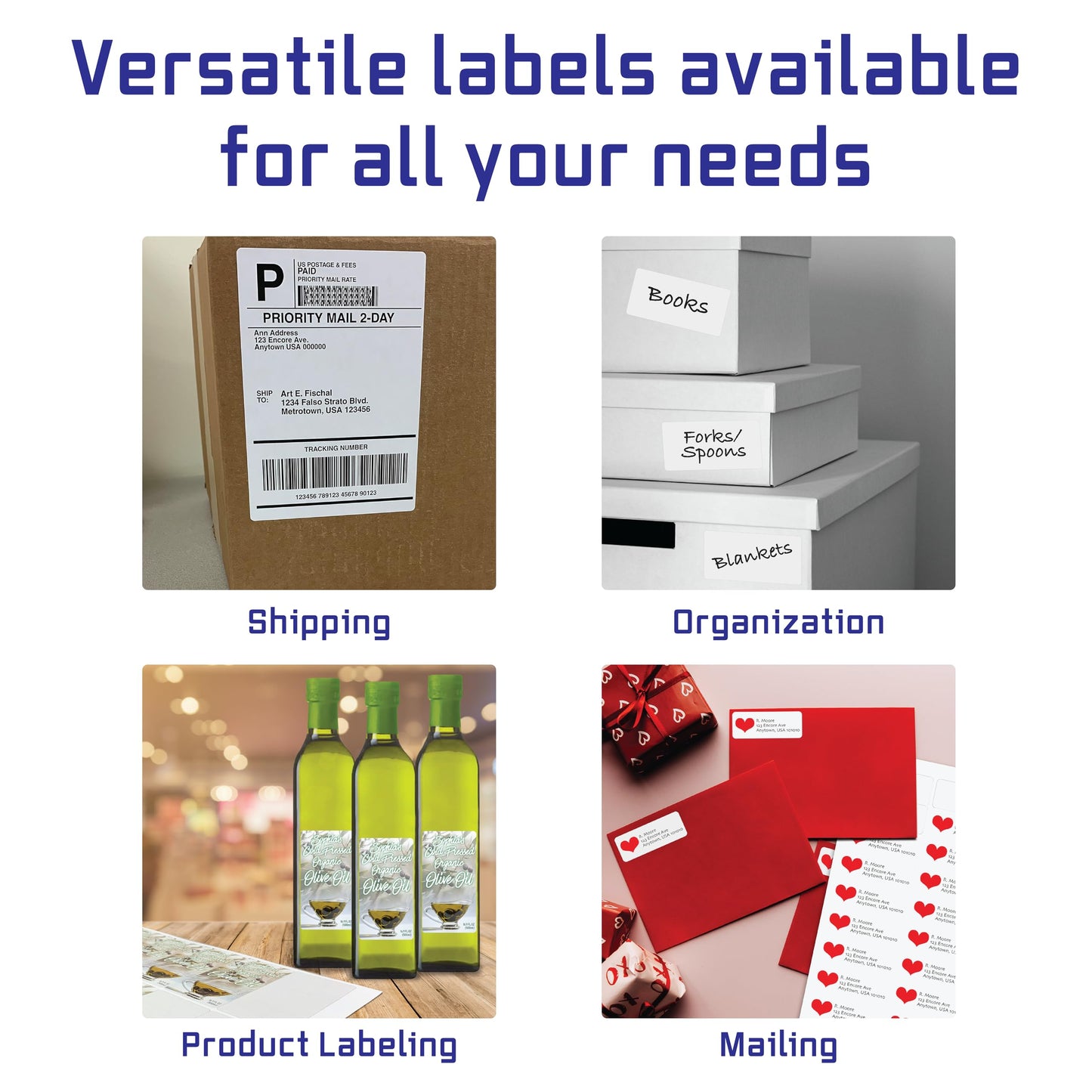 Blank Labels Integrated Shipping Labels with Paper Receipts – 8.5" x 11", Permanent Adhesive, Inkjet & Laser Compatible, 250 Sheets (250 Labels), Made in USA