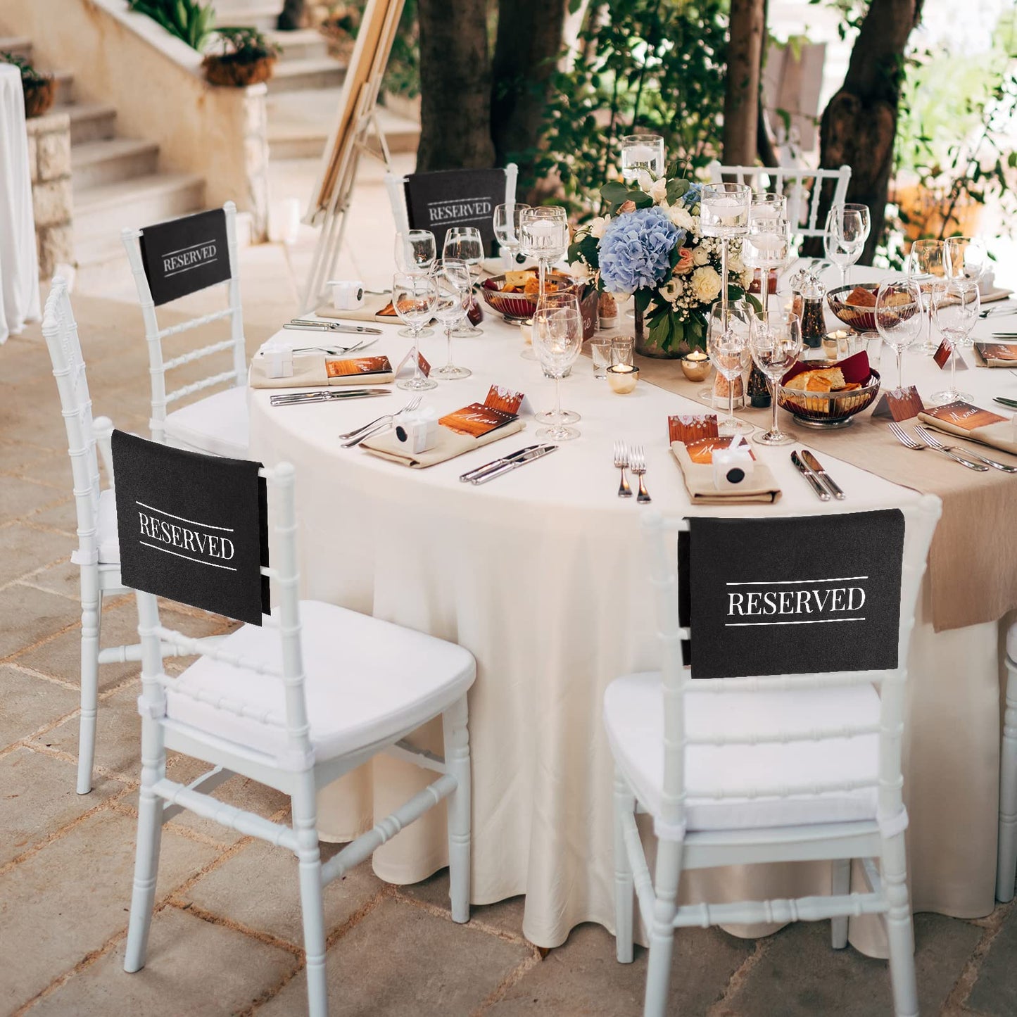 Buryeah 24 Pcs Reserved Seating Signs for Chairs Church Pew Reserved Chair Signs Placeholder with Printed Words for Weddings Parties Celebrations Receptions Church or Event (Black,White)