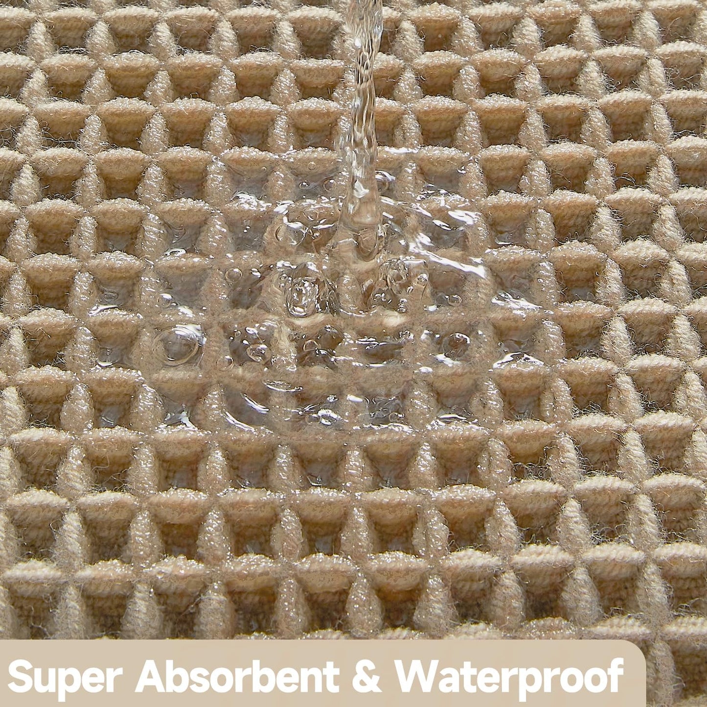 TYUU Waffle Bath Mat, Boho Bathroom Rugs Non Slip Washable Super Absorbent Quick Dry Farmhouse Bathroom Decor, 36"x24" / 3' x 2' Khaki