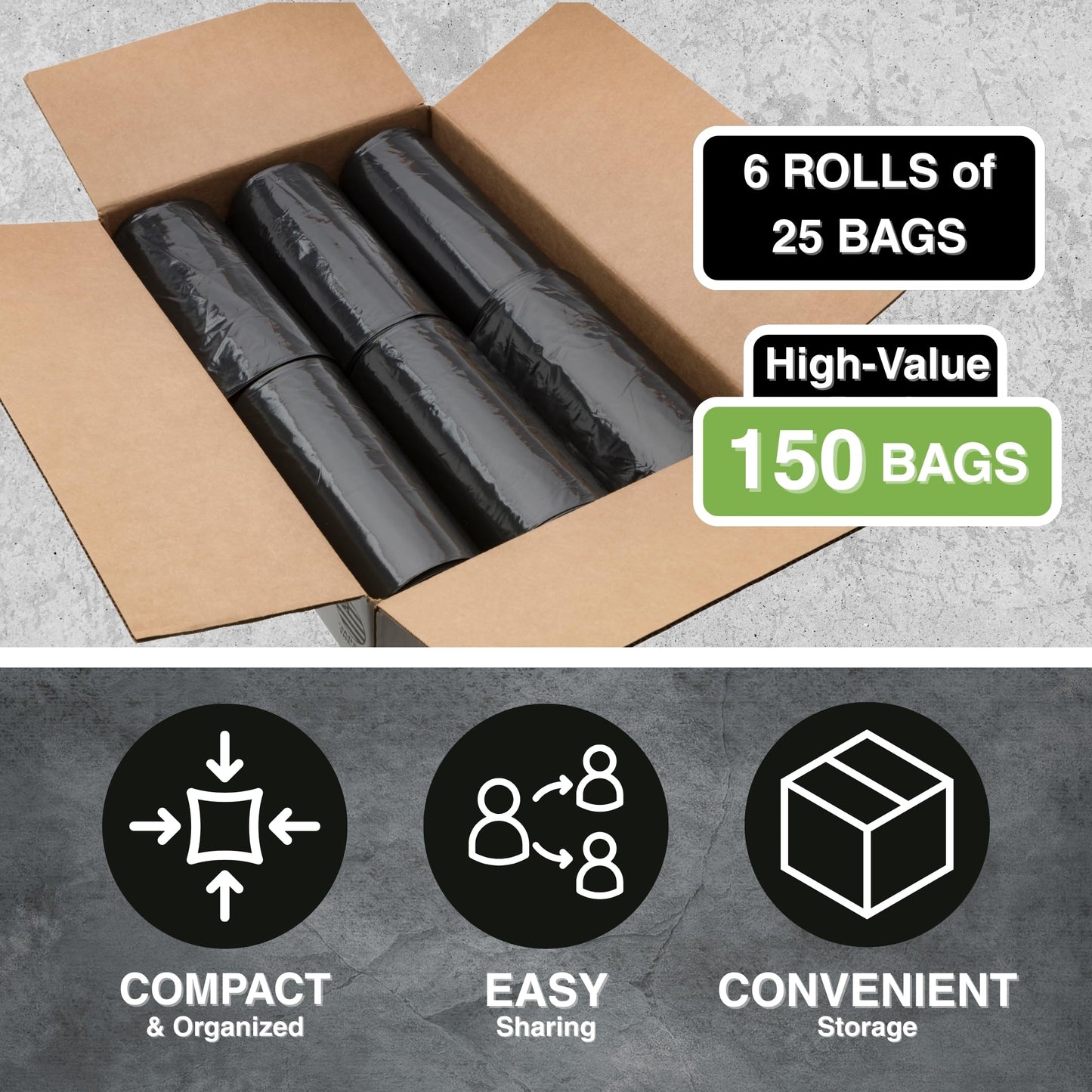 Top Knot Bags 33 Gallon Garbage Trash Bag 33X39" 1.2 Mil Black 150 Count Can Liner Bulk 30 Gallon 31 Gallon 32 Gallon 34 Gallon 35 Gallon Made in USA