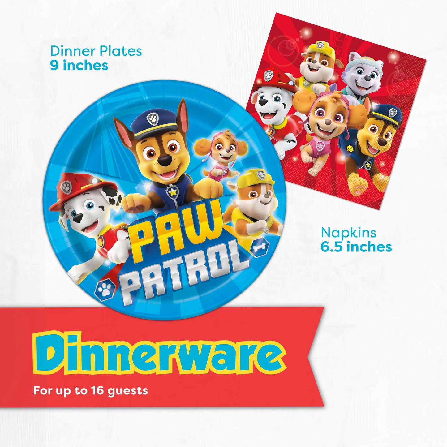 Paw Patrol Birthday Decorations | Serves 16 | Paw Patrol Birthday Banner, Paw Patrol Tablecloth, Paw Patrol Plates and Napkins, Sticker | Paw Patrol Party Decorations