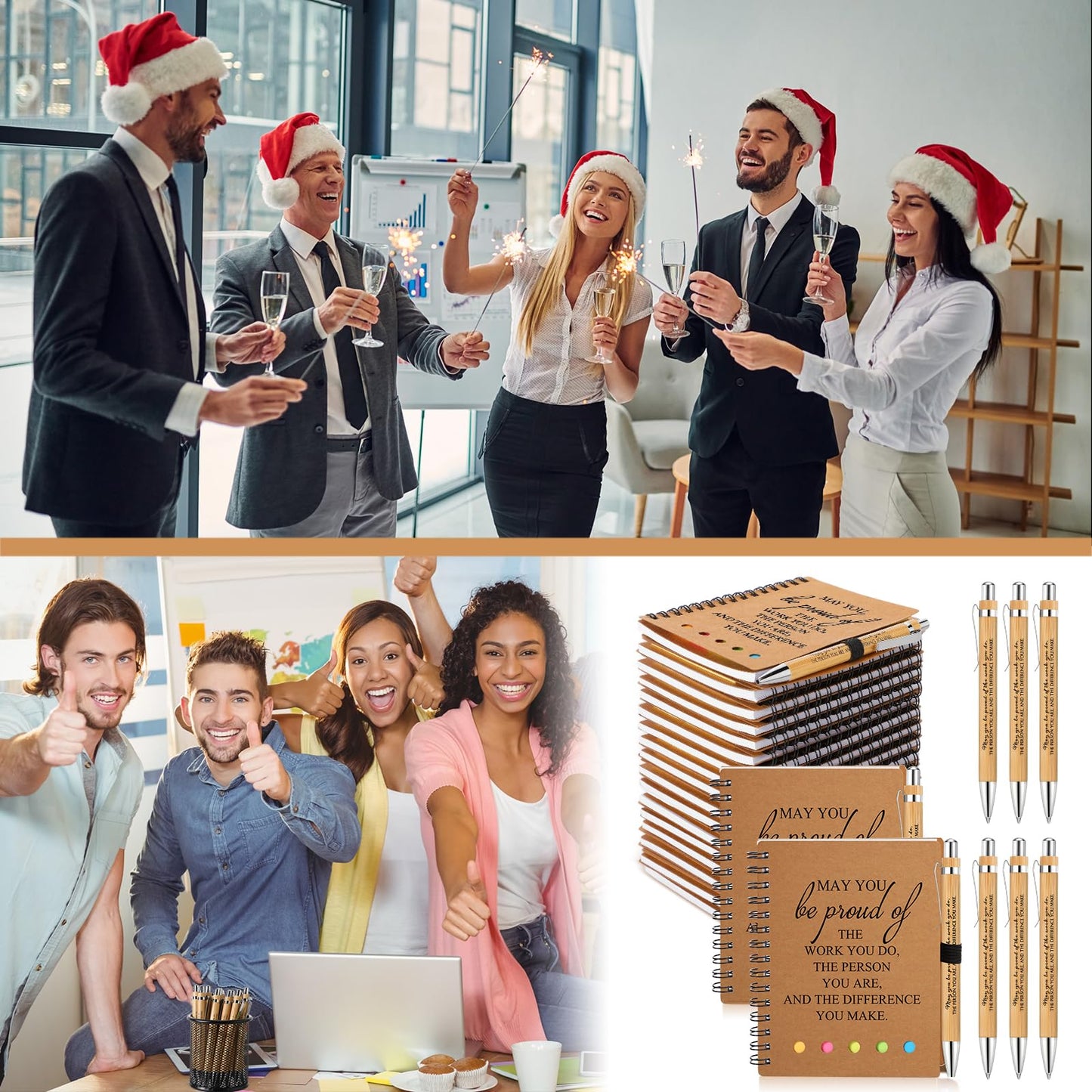 Moinchore 20 Sets End of Year Student Gifts Employee Appreciation Gifts Inspirational Spiral Notebooks with Sticky Notepad and Pen for Graduation Student Teacher Staff CNA Week (May You Be Proud)