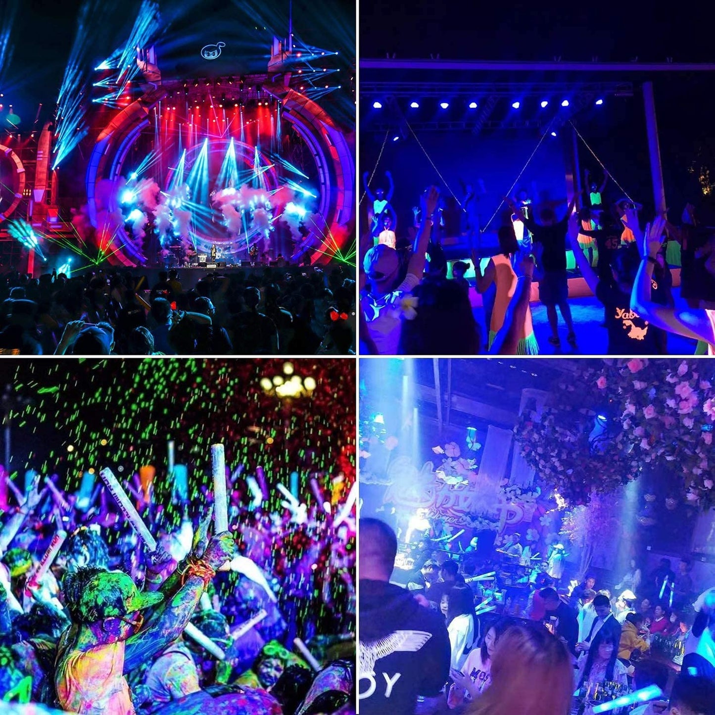 XYCN 3 Pack 100W LED Black Light, Blacklight Flood Light with Plug and Switch, IP66 Waterproof Neon Glow for Party, Halloween, Fluorescent Poster, Body Paint, Aquarium