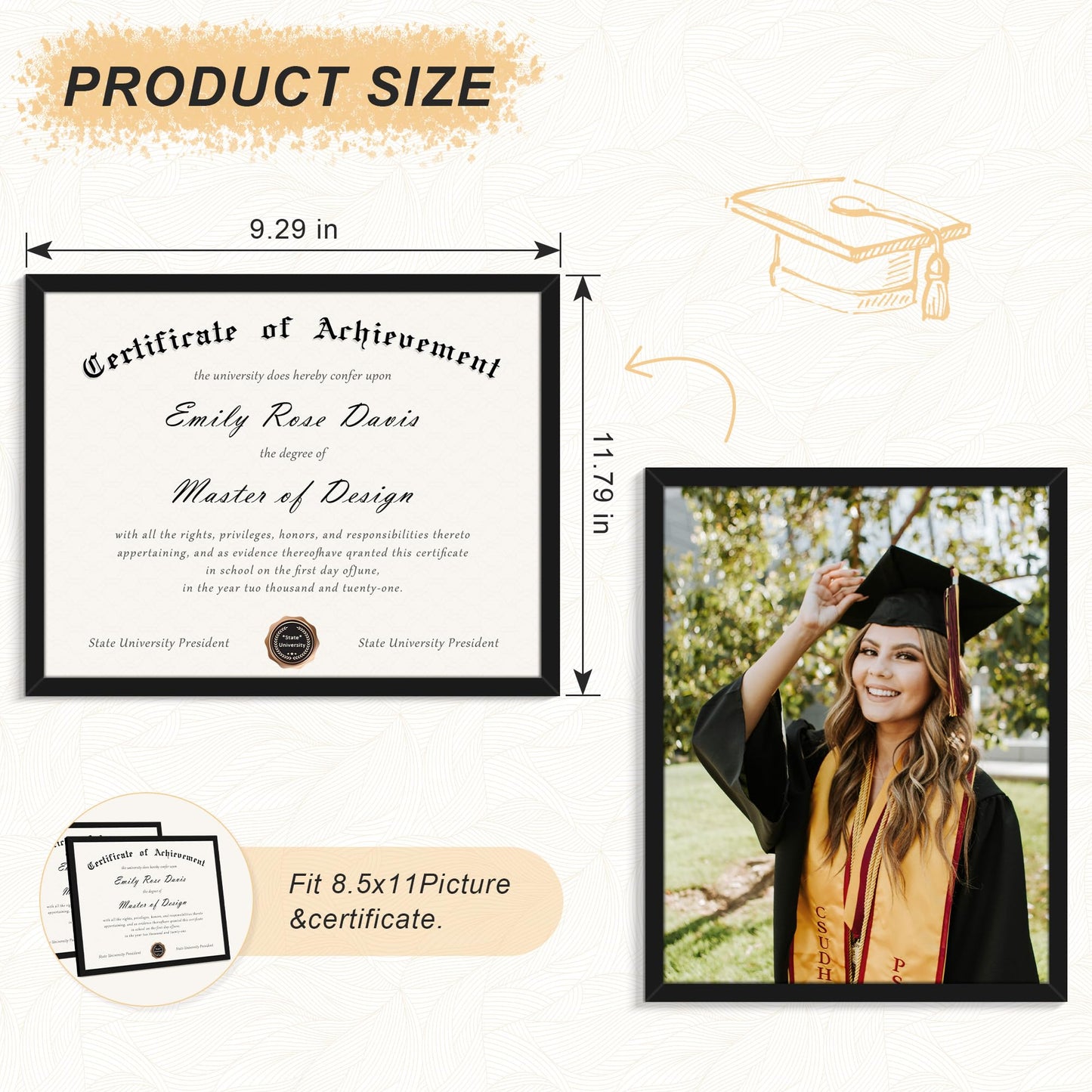 Fisnish 8.5x11 Picture Frame 20 Pack, Black Certificate Diploma Document Frames 8.5x11 for Wall and Tabletop