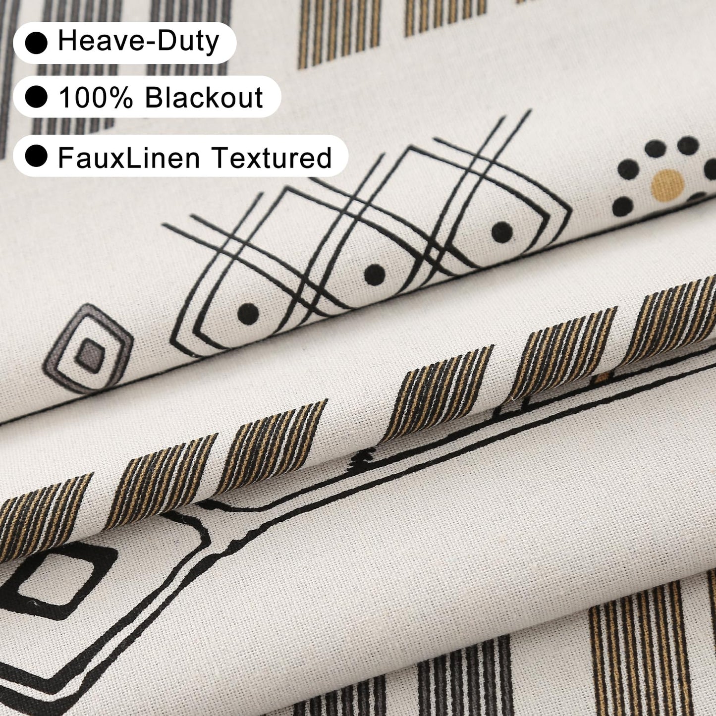 Colorbirtd 100% Blackout Boho Curtains Heat Sun Blocking for Bedroom Living Room 84 Inches Thermal Curtains for Summer Heat Sun Blocking Black and White Western Southwest Black Out Drapes Sliding Door