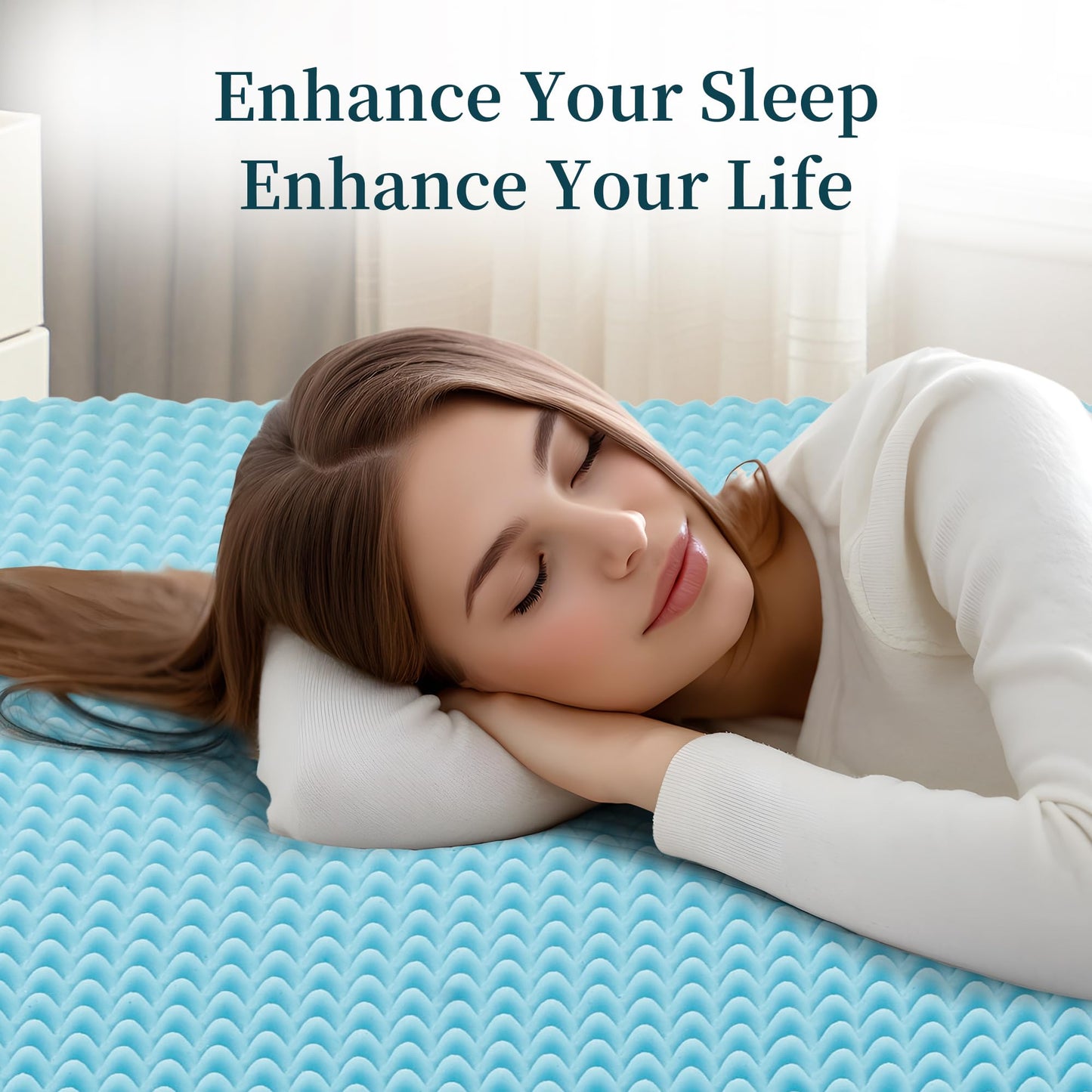 Zyerch 2 Inch Mattress Topper, Twin Size Memory Foam Mattress Topper with Cooling Gel Egg Crate Mattresses Top, Plush Feel, Breathable, Pressure Relief for Bedroom,Twin