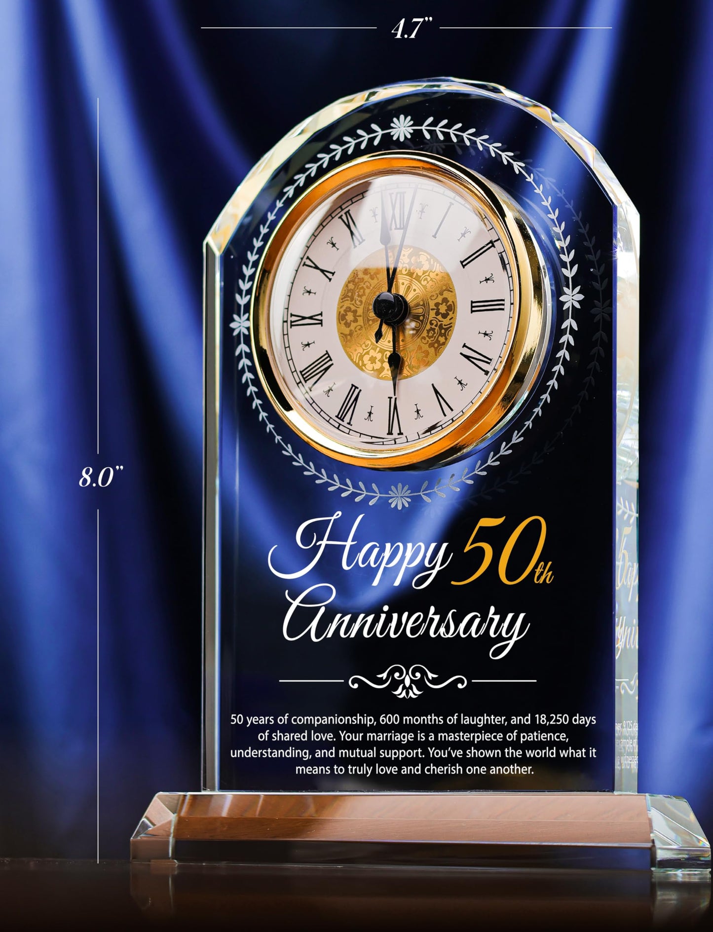 Sttokilly 50th Wedding Anniversary Crystal Quartz Clock,50 Years of Marriage Gift,Happy Golden Anniversary Decoration Gift,for Parents,Grandparents,Couple