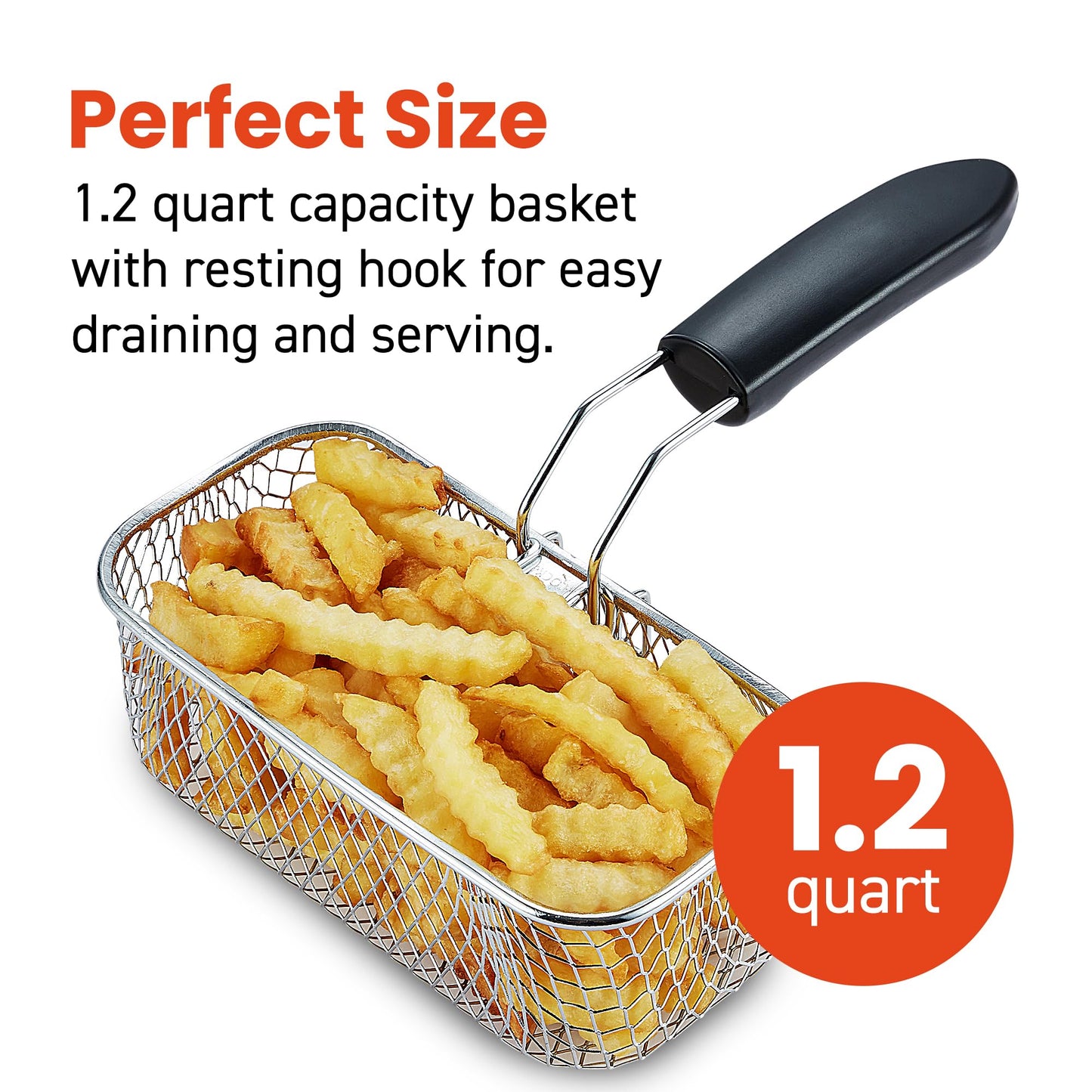 Elite Gourmet EDF1116 Electric 1.2 Qt. / 4.8 Cup Oil Capacity Deep Fryer, Adjustable Temperature, Removable Basket, Lid with Cool-Touch Knob, Stainless Steel