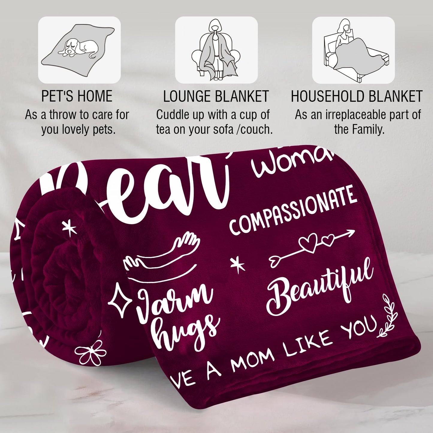 Warmstorey Mama Bear Blanket for Mom – Mother Gift from Daughter Son to Mom – Mothers Day Birthday Ideas for Wife from Husband – Soft Flannel Throw Blanket 50x60 Inch with Loving Quotes