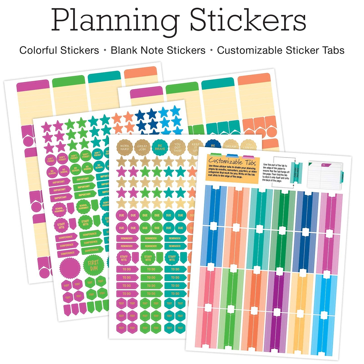 Elan Publishing Company DELUXE Undated Teacher Planner: 8.5x11 Includes 7 Periods, Page Tabs, Bookmark, Planning Stickers, Pocket Folder Daily Weekly Monthly Planner Yearly Agenda (World Map)