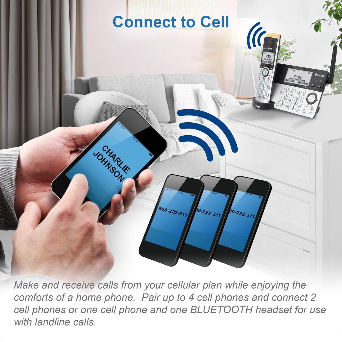 VTech IS8101 Accessory Handset for IS8151 Phones with Super Long Range up to 2300 Feet DECT 6.0, Call Blocking, Connect to Cell, Headset jack, Belt-clip, Power backup, Intercom and Expandable to 12 HS