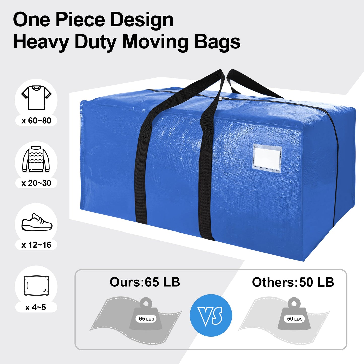 VELVETSURE 12 Pack Heavy Duty Extra Large Moving Bags W/Backpack Straps - Strong Handles & Zippers, Storage Totes For Space Saving, Fold Flat, Alternative to Moving Box and Storage Bin, Multicolor