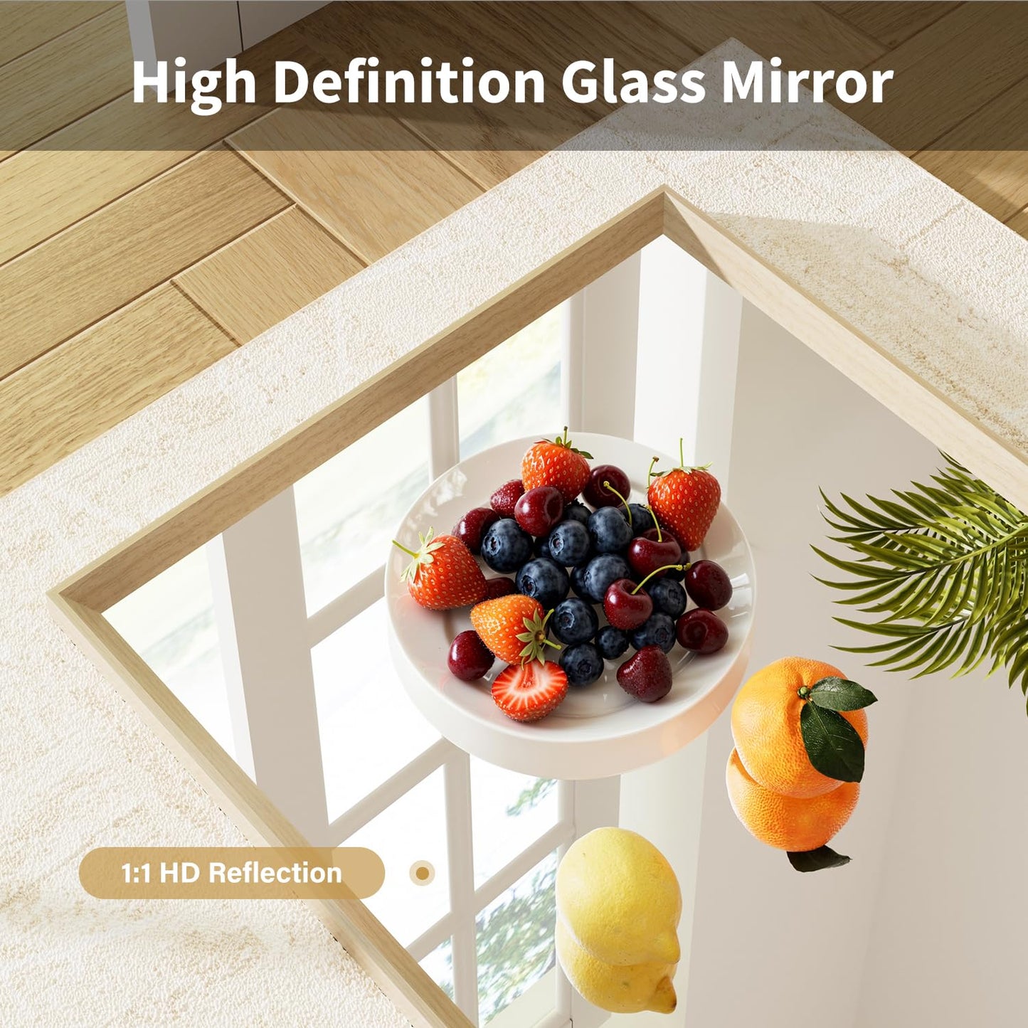 Ultrue Oak Wood Effect Framed Wall Mirror, 22x30 Rectangle Mirror, Anti-desilvering Tempered Glass, Sustainable& Sturdy Frame, Farmhouse Mirror, Anti-Rust, 3min Fast Setup for Bathroom Living Room