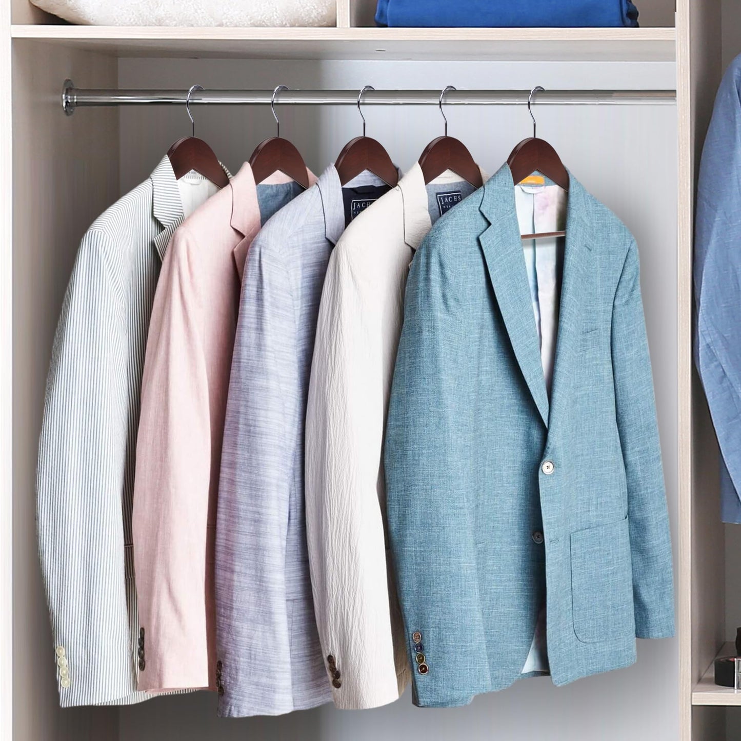 JS HANGER Wooden Coat Hangers, 20 Pack High Grade 17.5 Inch Wood Suit Hangers with Non Slip Pant Bar - Extra Smooth and Splinter Free Walnut Finish Wooden Suit Hangers for Closet Organization