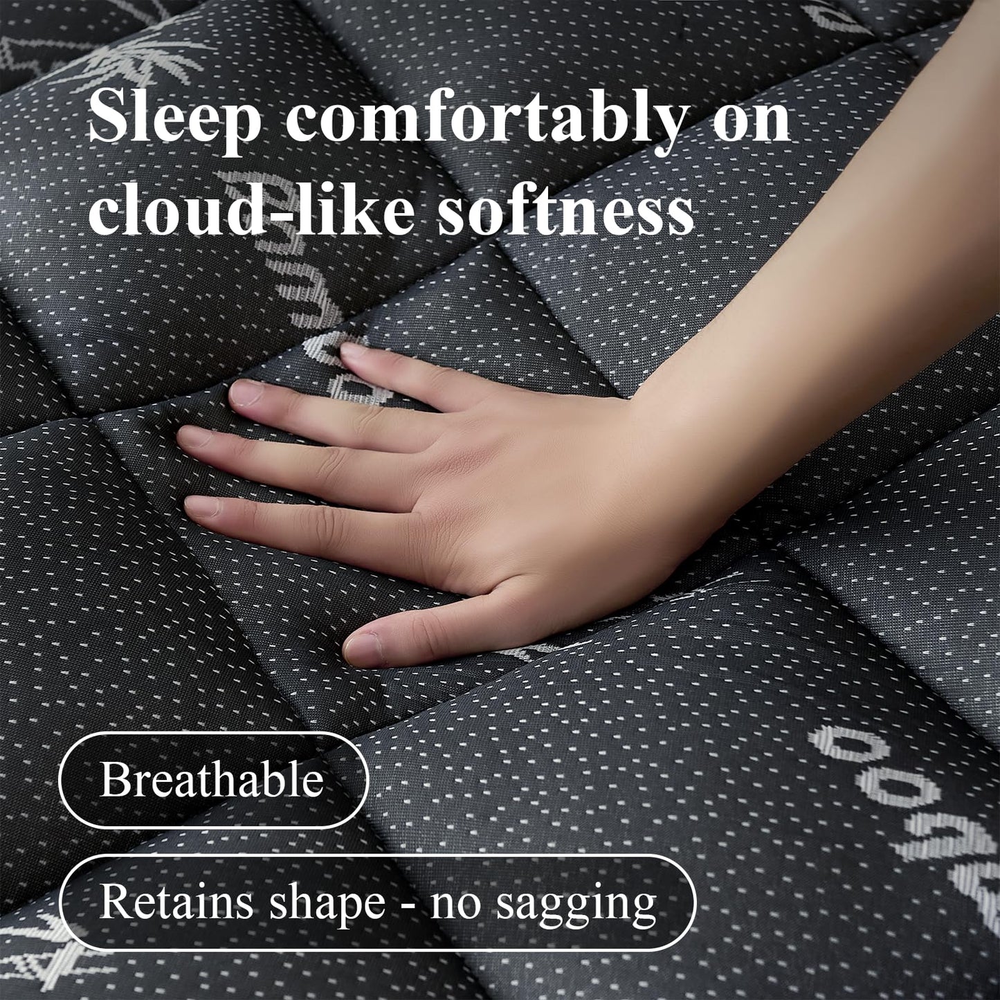 Queen Mattress Topper, Viscose Derived from Bamboo, Thick Pillow Top Mattress Pad with Deep Pocket Fits 6-18 inches, Naturally Cooling for Hot Sleepers, Soft for Back Pain Relief, Premium Dark Grey