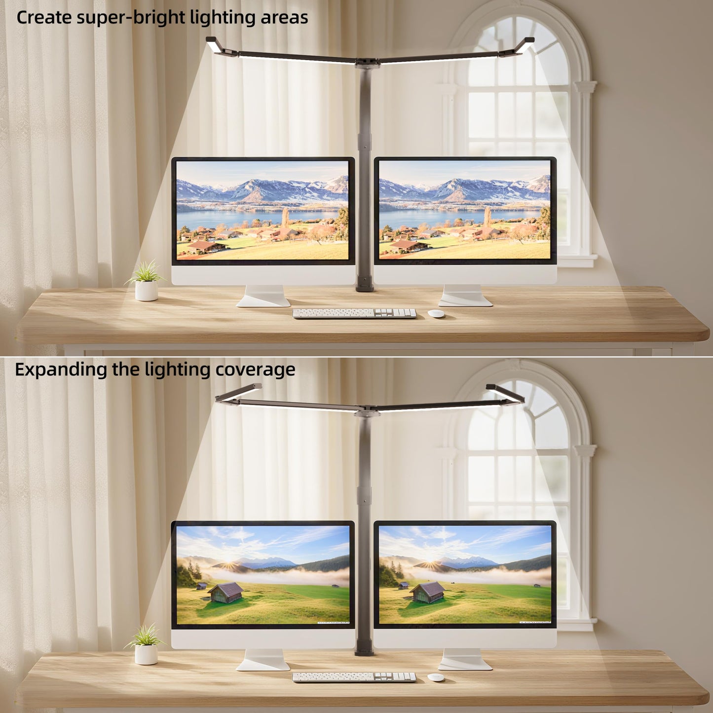 CJJFACA 24W LED Desk Lamp with Clamp, Eye-Care Adjustable Gooseneck Mission Light, Glare-Free Illumination, for Study, Reading, Workbench (Black)