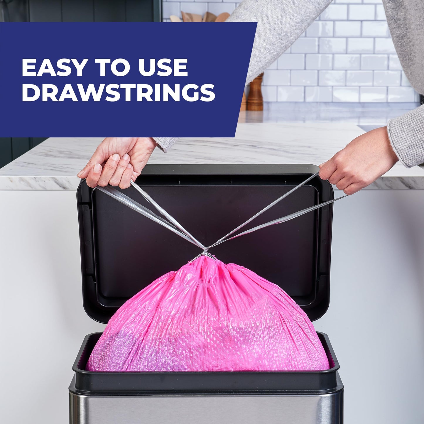 Hefty Ultra Strong 13 Gallon Trash Bags, Tall Kitchen Trash Bags 13 Gallon Size, Resist Leaks, Punctures, and Rips, Continuous Odor Control, Pink, Fabuloso Watermelon Scent, 110 Bags