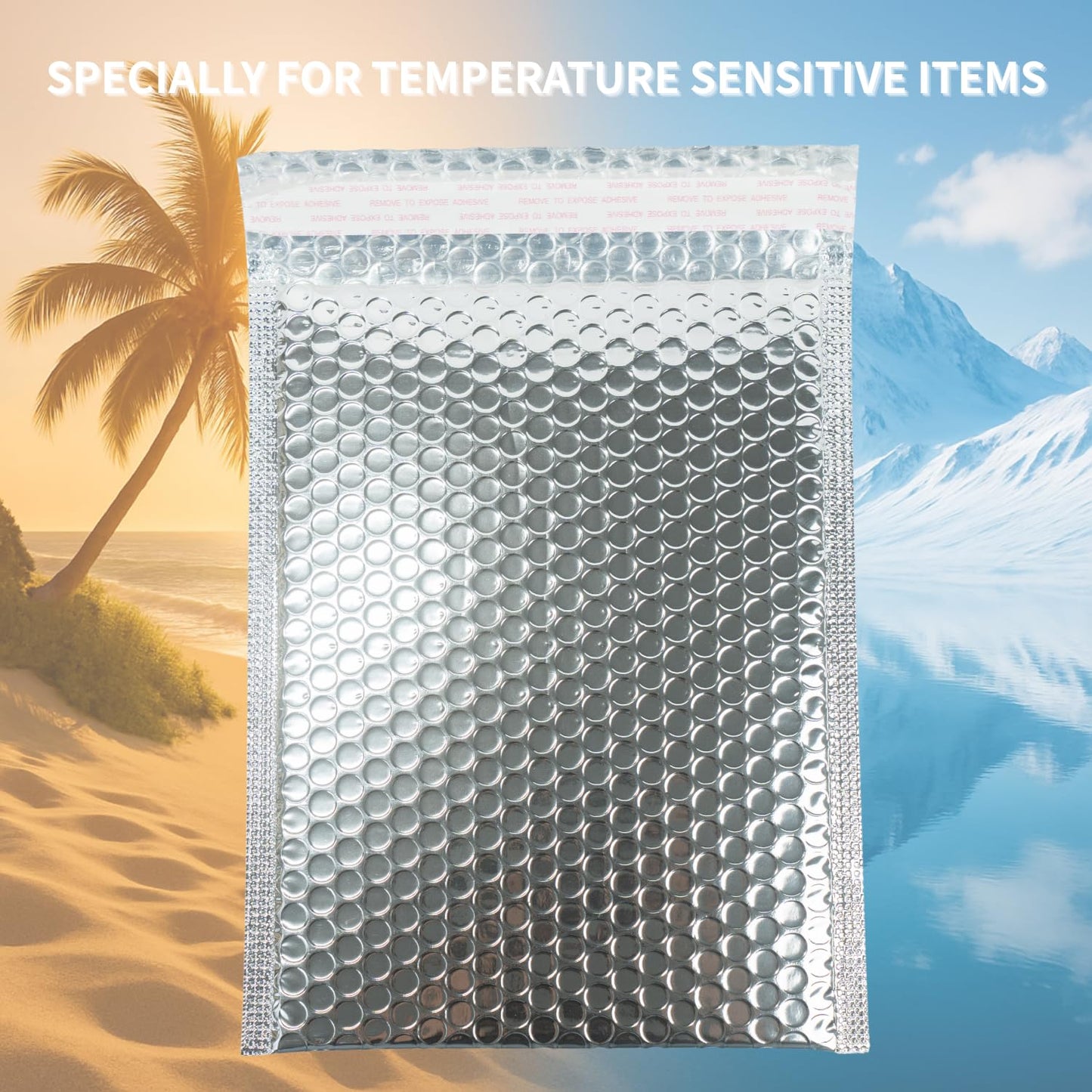 50 Pack 6x8 Inch Thermal Insulated Bubble Mailers for Cold Shipping, Metallic Silver Foil Padded Envelopes, Self-Seal Water-Resistant Cushioned Shipping Bags