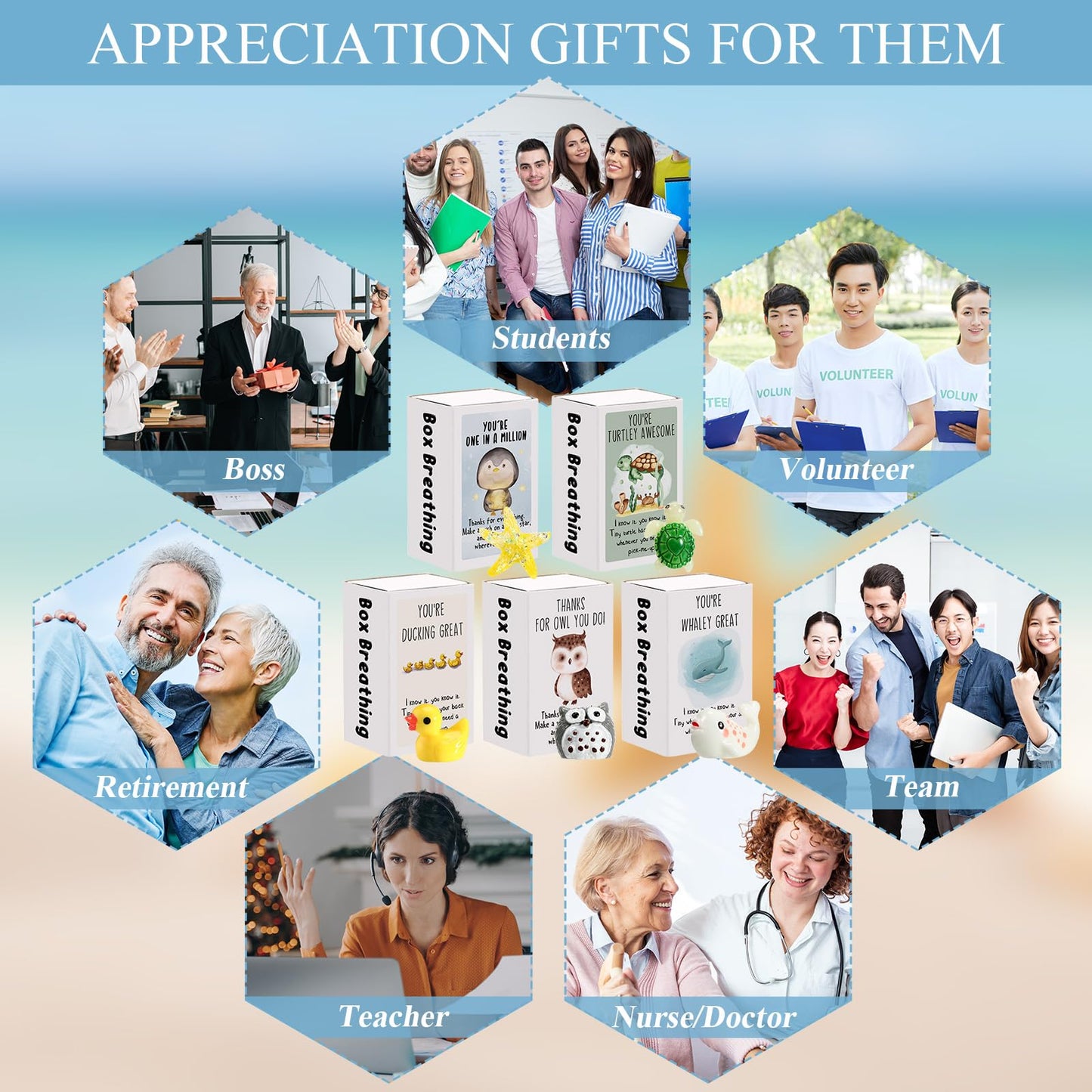 Cinnvoice 100 Set Bulk End of Year Student Gifts from Teacher Graduation Employee Appreciation Gifts Emotional Support Cute Resin Ornaments Positive Desk Pets with Mini Card Box (Duck)
