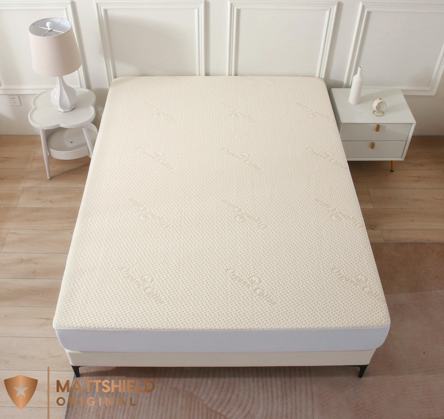 Luxury Waterproof Organic Mattress Protector Twin Size - Organic Cotton Breathable Mattress Pad Cover - Premium 380 GSM 3D Air Fabric - Deep Pocket - Jersey Cotton Skirt - Fitted Design