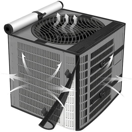 2 in 1 Air Conditioner Covers for Outside, 36"W x 36"D x 39"H Breathable Mesh AC Covers for Outside, Air Conditioner Cover with Waterproof Top AC Cover for Outside Unit for All Seasons, Black