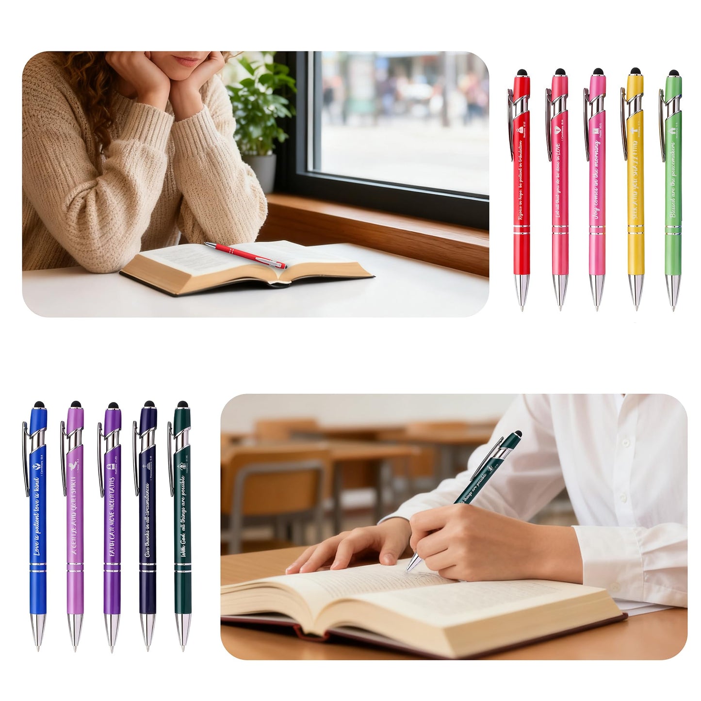 QLIyang Christian Bible Verse Pens - Scripture Pens Bulk Gift for Church Members, Friends & Family on Christmas (50 Count)