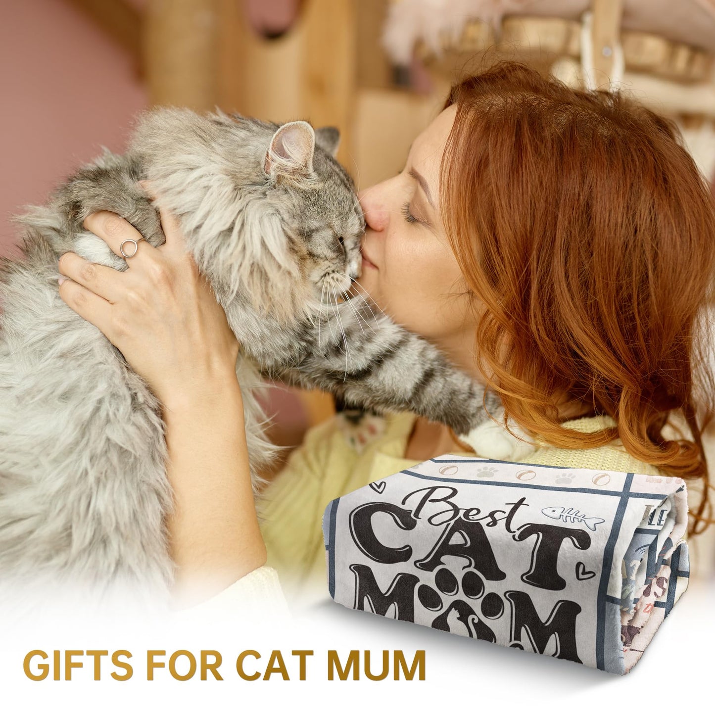 SteadStyle Cat Mom Gifts - Best Ever Blanket for Cat Lovers, Funny Cats Lady Presents for Women, Cozy Cats-Themed Gift for Birthday, Christmas, Mother’s Day 60'' x 50''