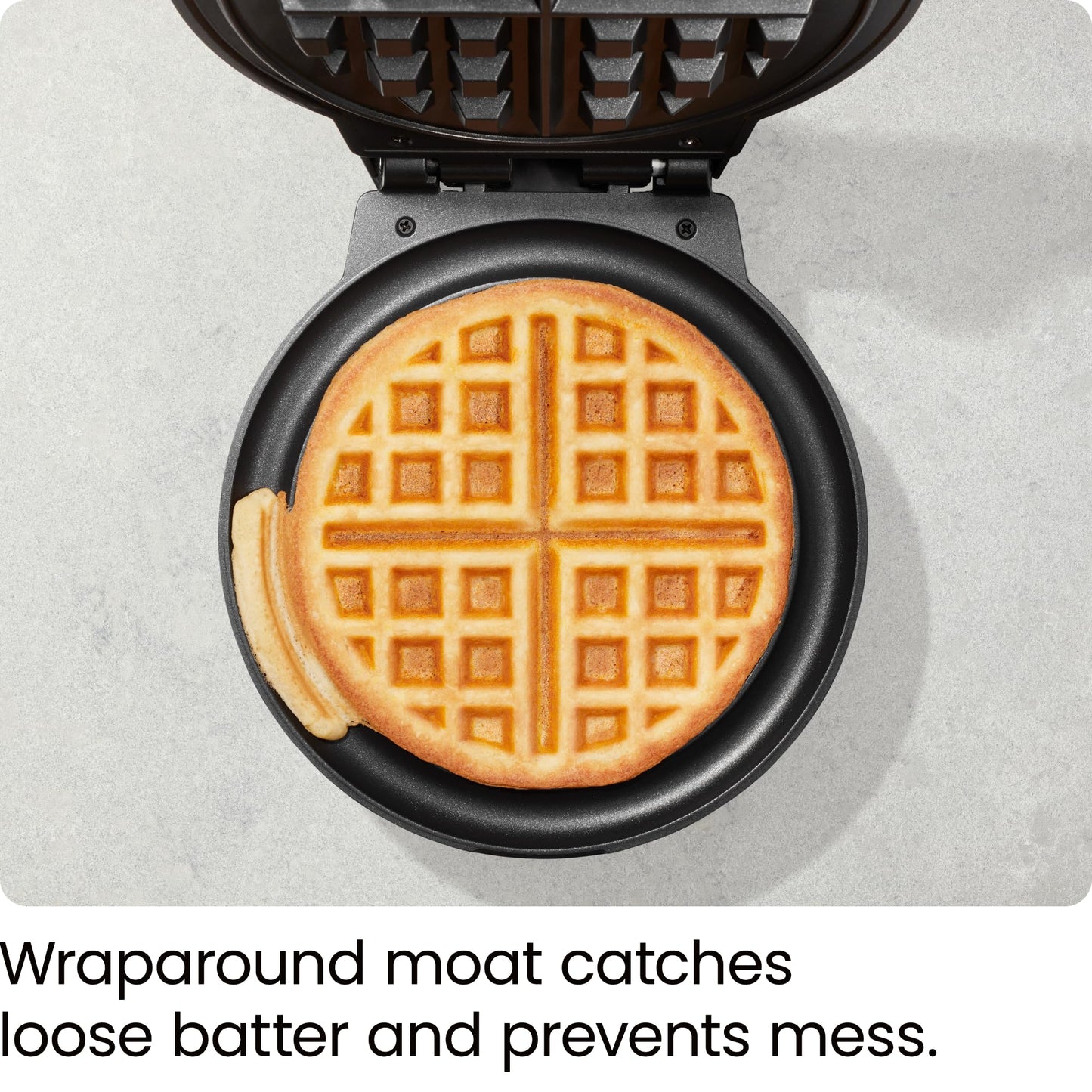Chefman Anti-Overflow Belgian Waffle Maker w/Shade Selector, Temperature Control Mess Free Moat, Round Iron w/Nonstick Plates & Cool Touch Handle, Measuring Cup Included, Red